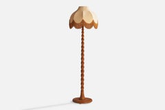 Swedish Designer, Floor Lamp, Birch, Fabric, Sweden, 1920s