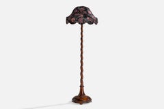 Swedish Designer, Floor Lamp, Birch, Fabric, Sweden, 1920s