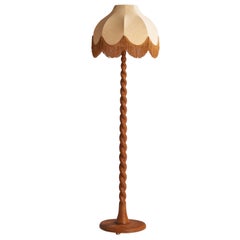 Swedish Designer, Floor Lamp, Birch, Fabric, Sweden, 1920s