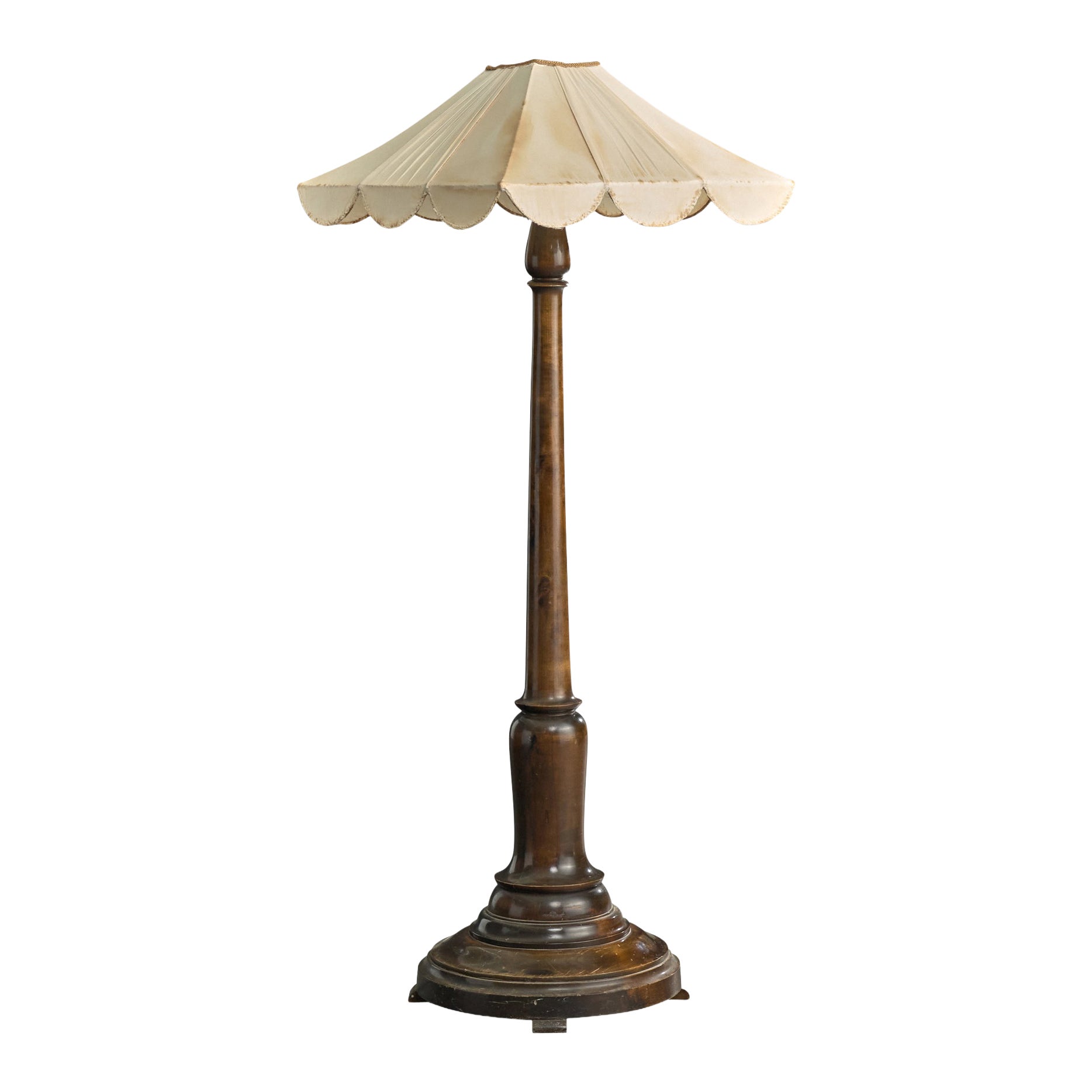Swedish Designer, Floor Lamp, Birch, Fabric, Sweden, 1920s For Sale