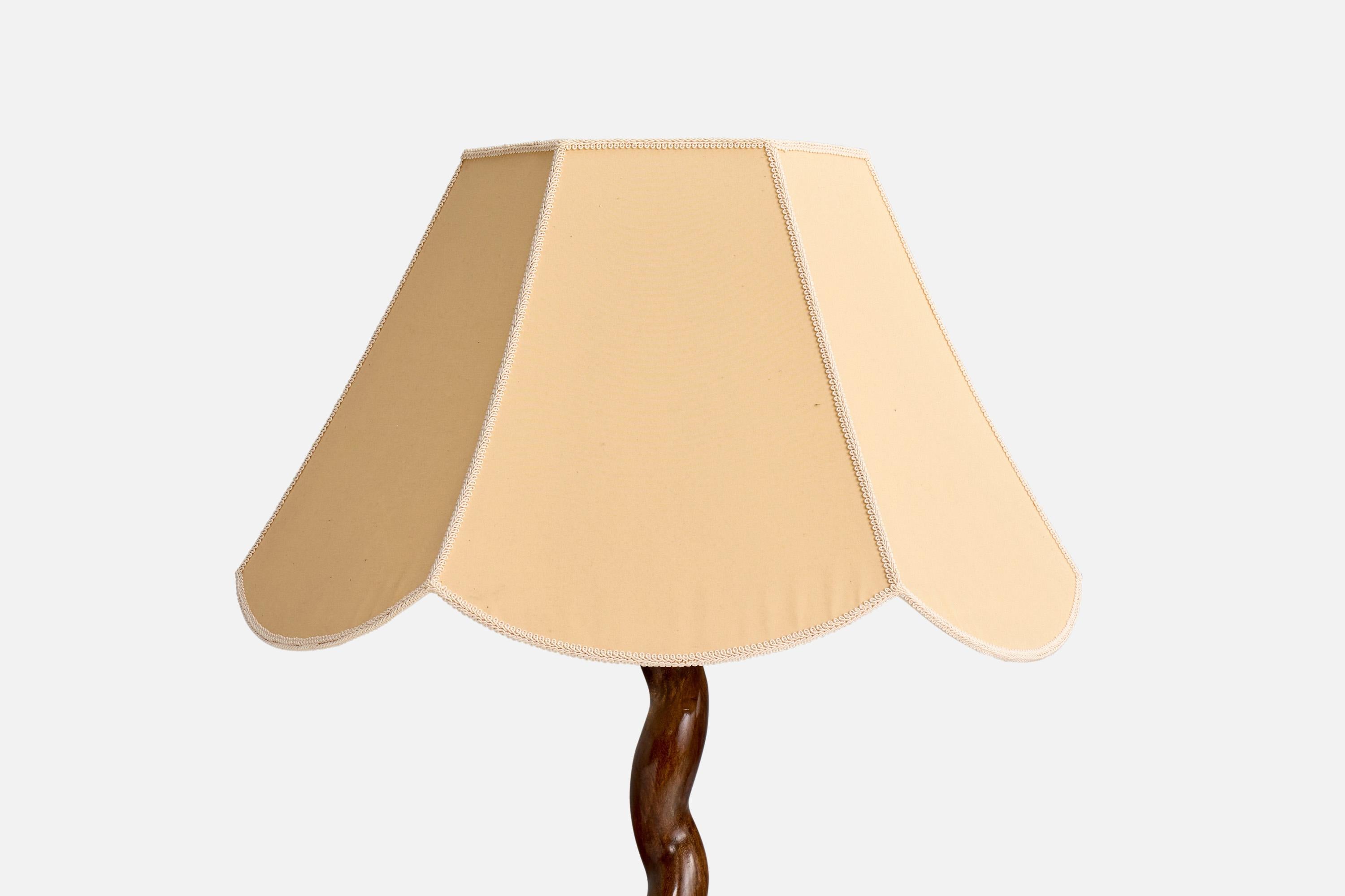 Schwedische Designerin, Stehlampe, Birke, Stoff, Schweden, 1930er Jahre (Skandinavische Moderne) im Angebot