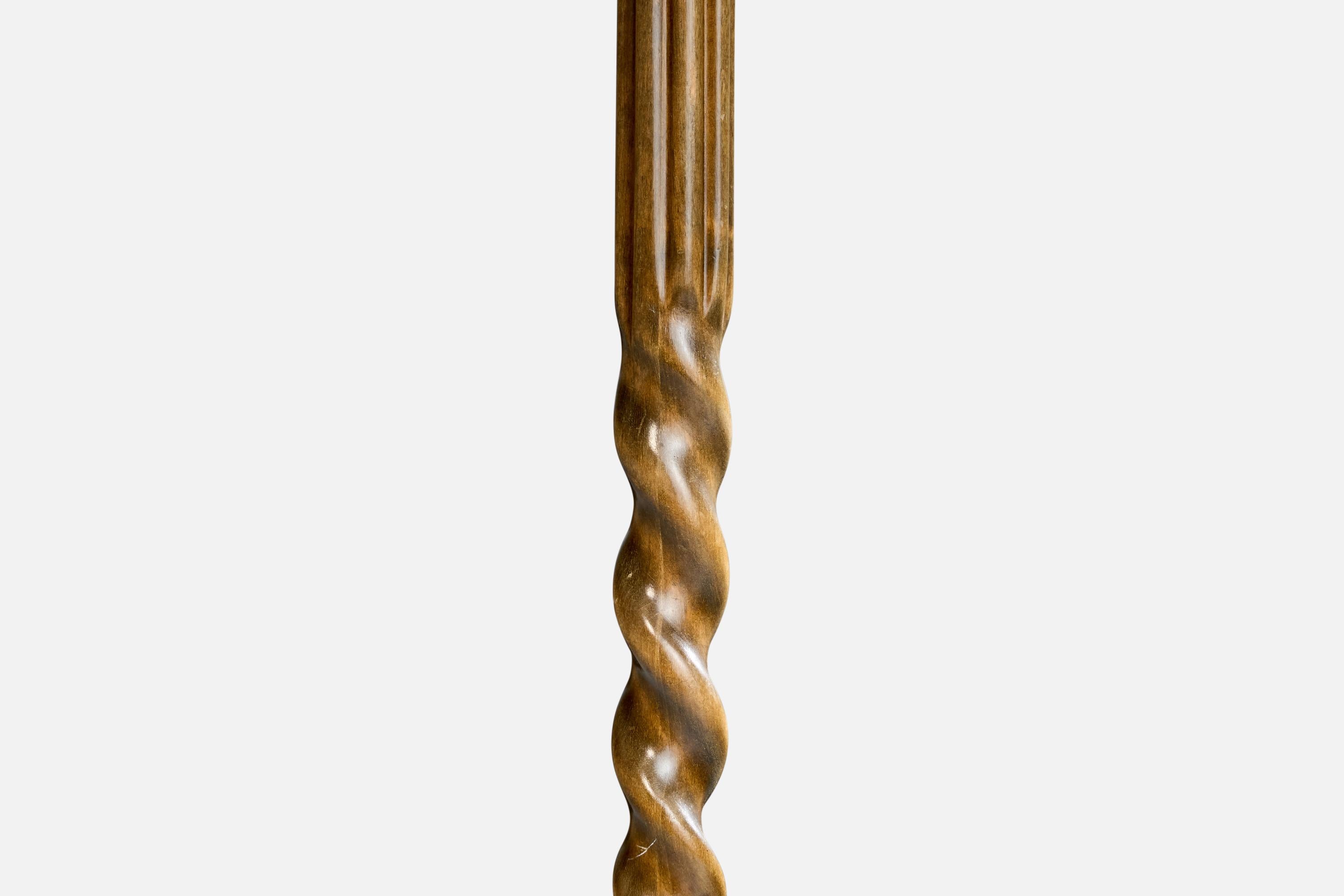 Milieu du XXe siècle Designer suédois, lampadaire, bouleau, tissu, Suède, années 1930 en vente