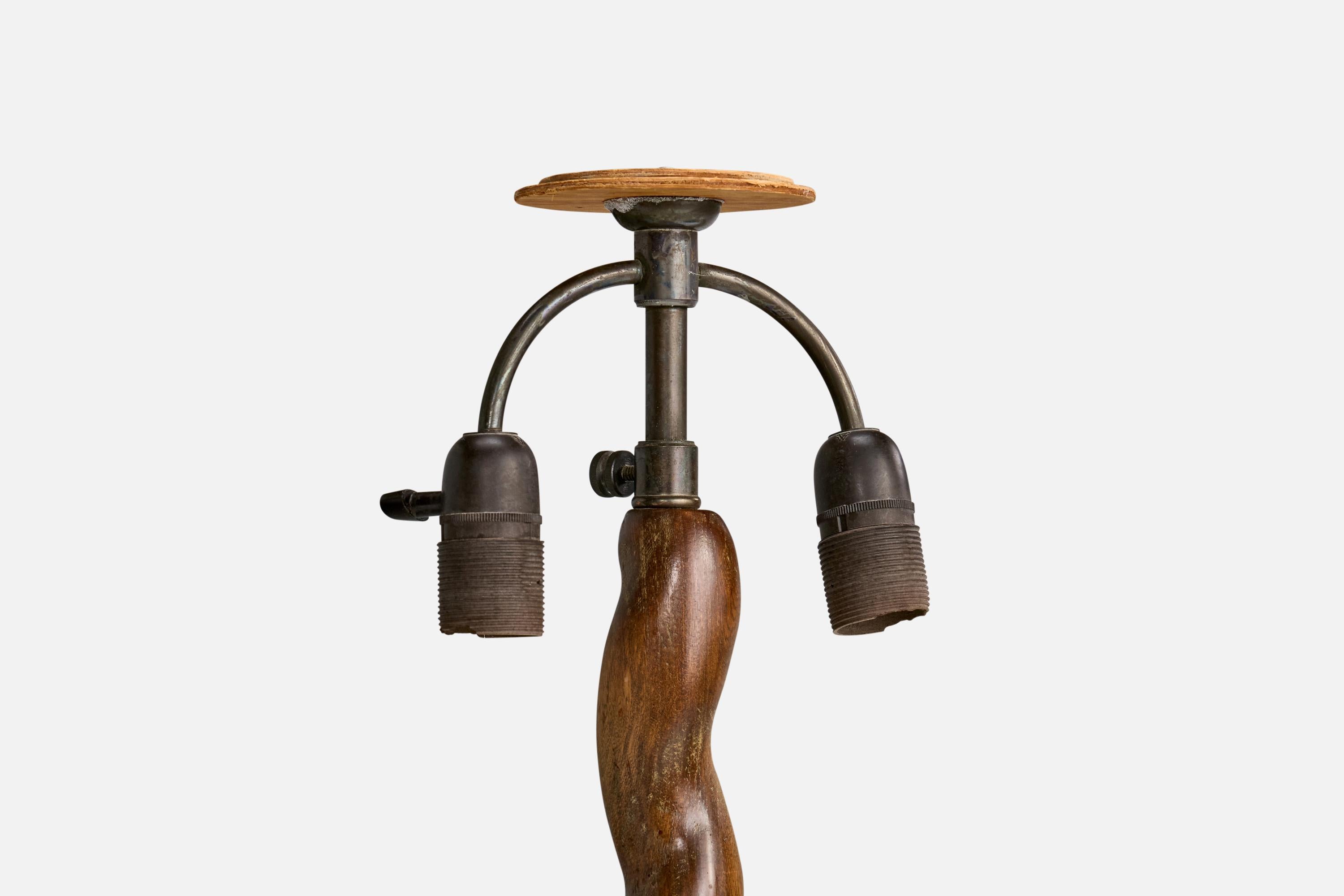 Schwedische Designerin, Stehlampe, Birke, Stoff, Schweden, 1930er Jahre im Angebot 1