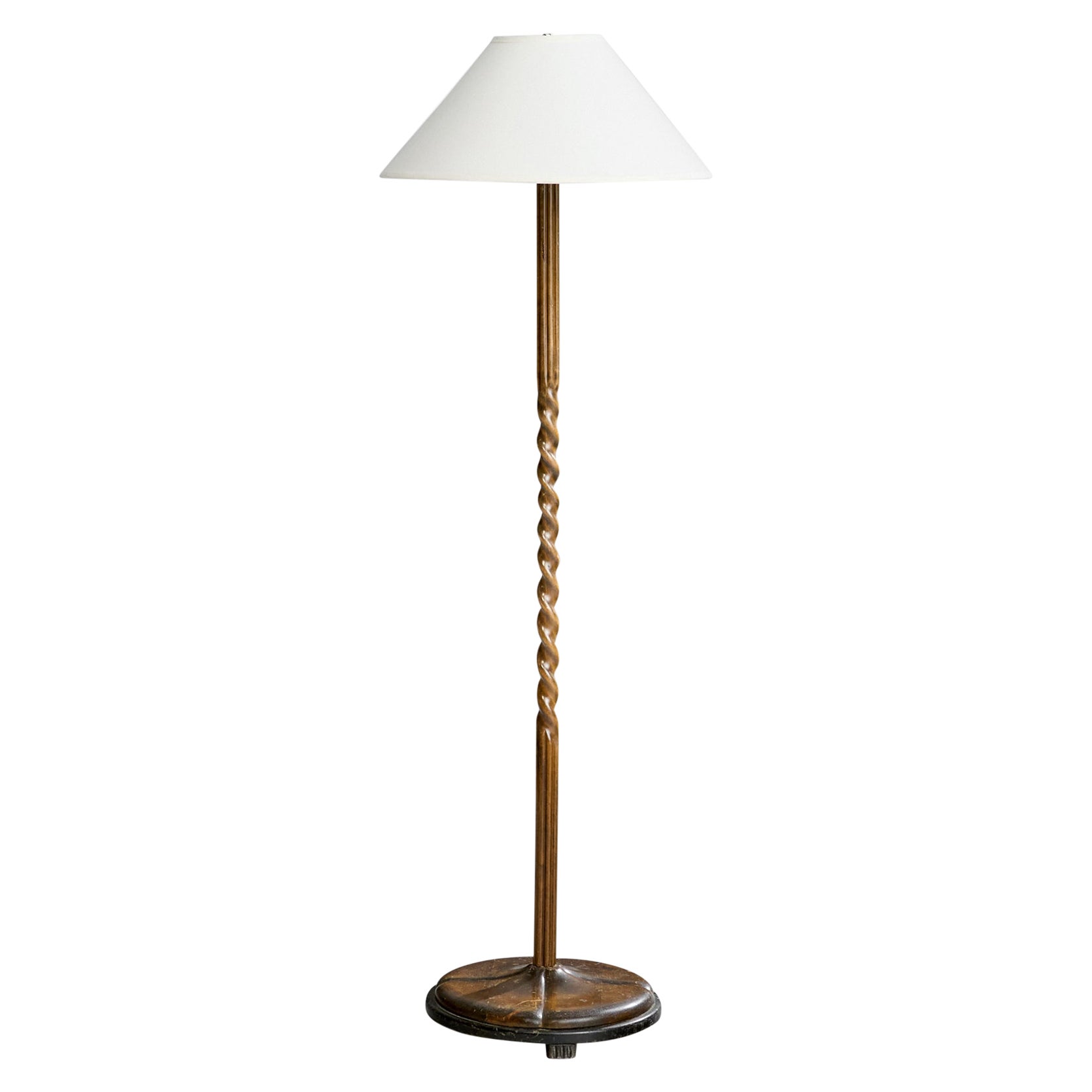 Designer suédois, lampadaire, bouleau, tissu, Suède, années 1930