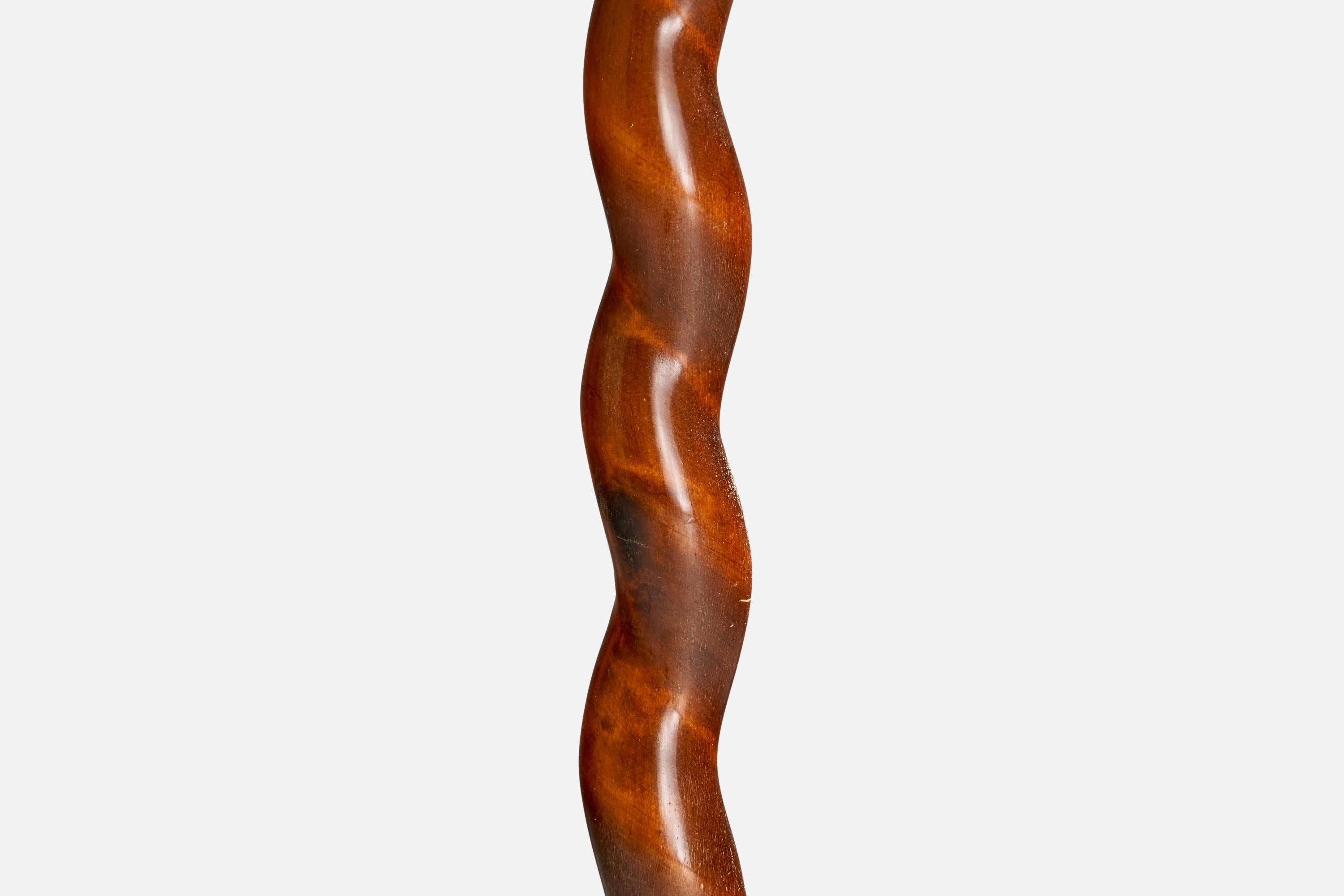 Metà XX secolo Lampada da terra di design svedese, betulla, metallo, tessuto, Svezia, anni '30 in vendita