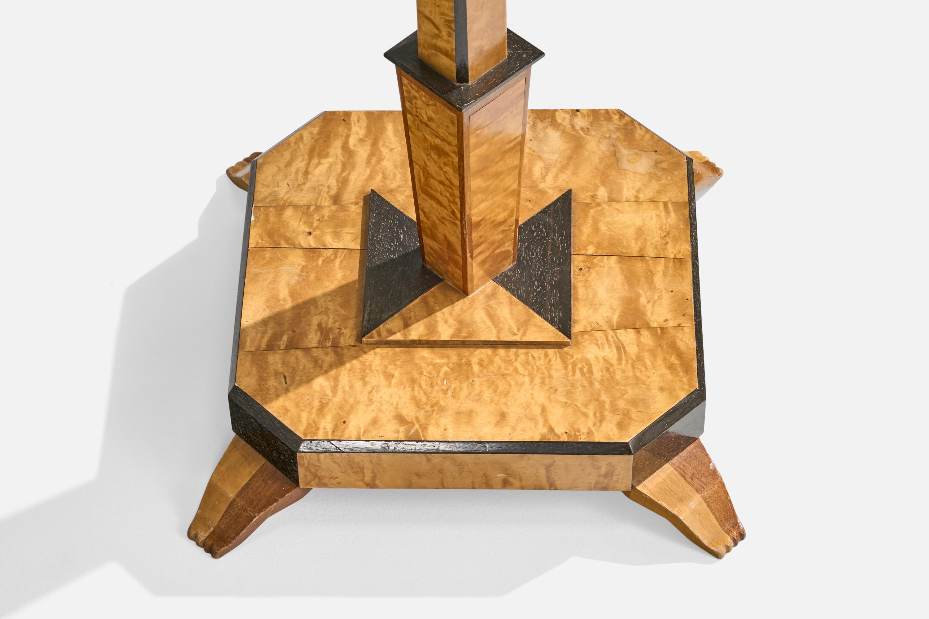 Lampada da terra di design svedese, betulla, metallo, tessuto, Svezia, anni '30 in vendita 3