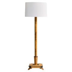 Swedish Designer, Floor Lamp, Birch, Metal, Fabric, Sweden, 1930s
