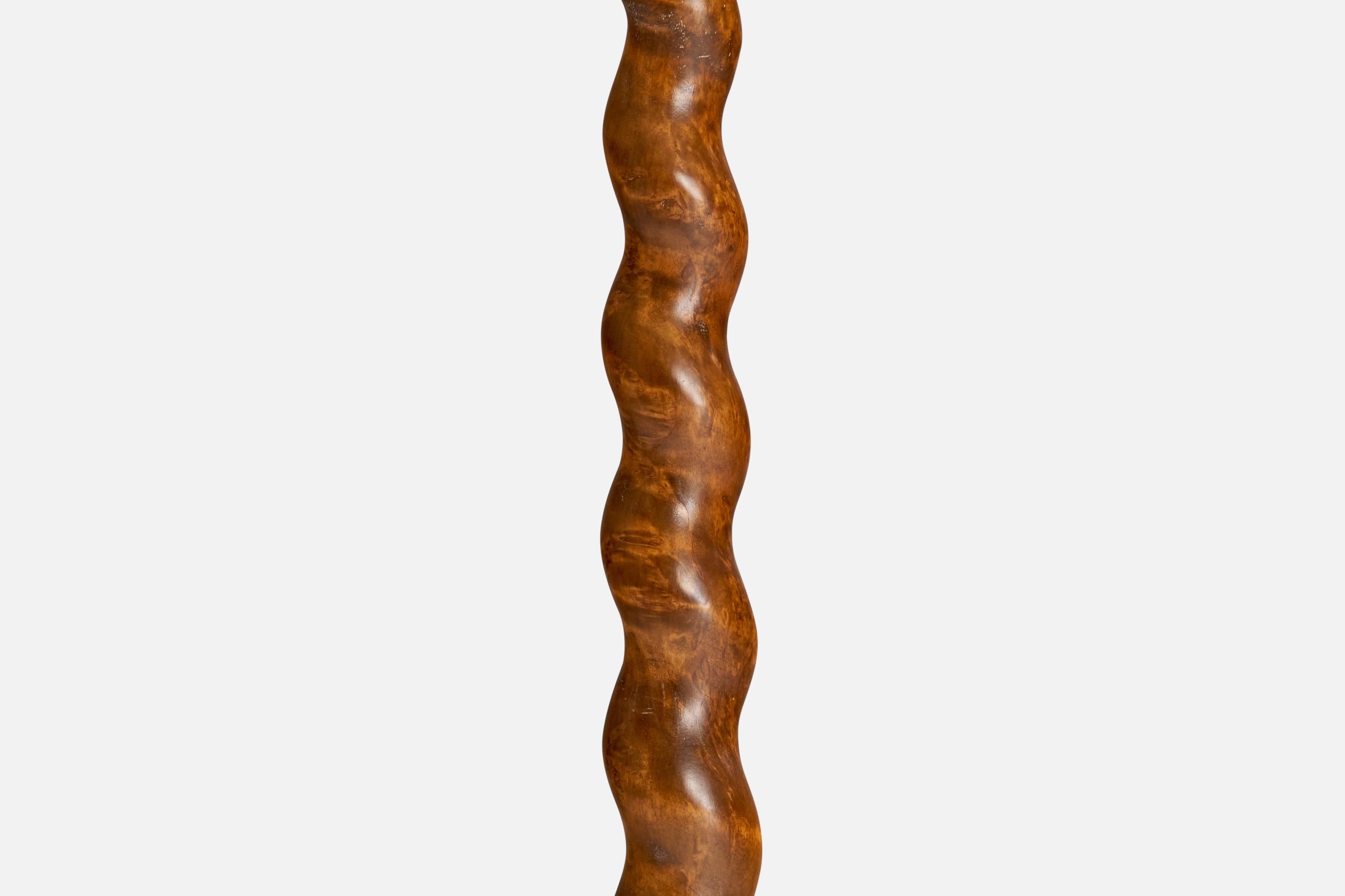 Milieu du XXe siècle Designer suédois, lampadaire, bouleau, velours, Suède, années 1930 en vente