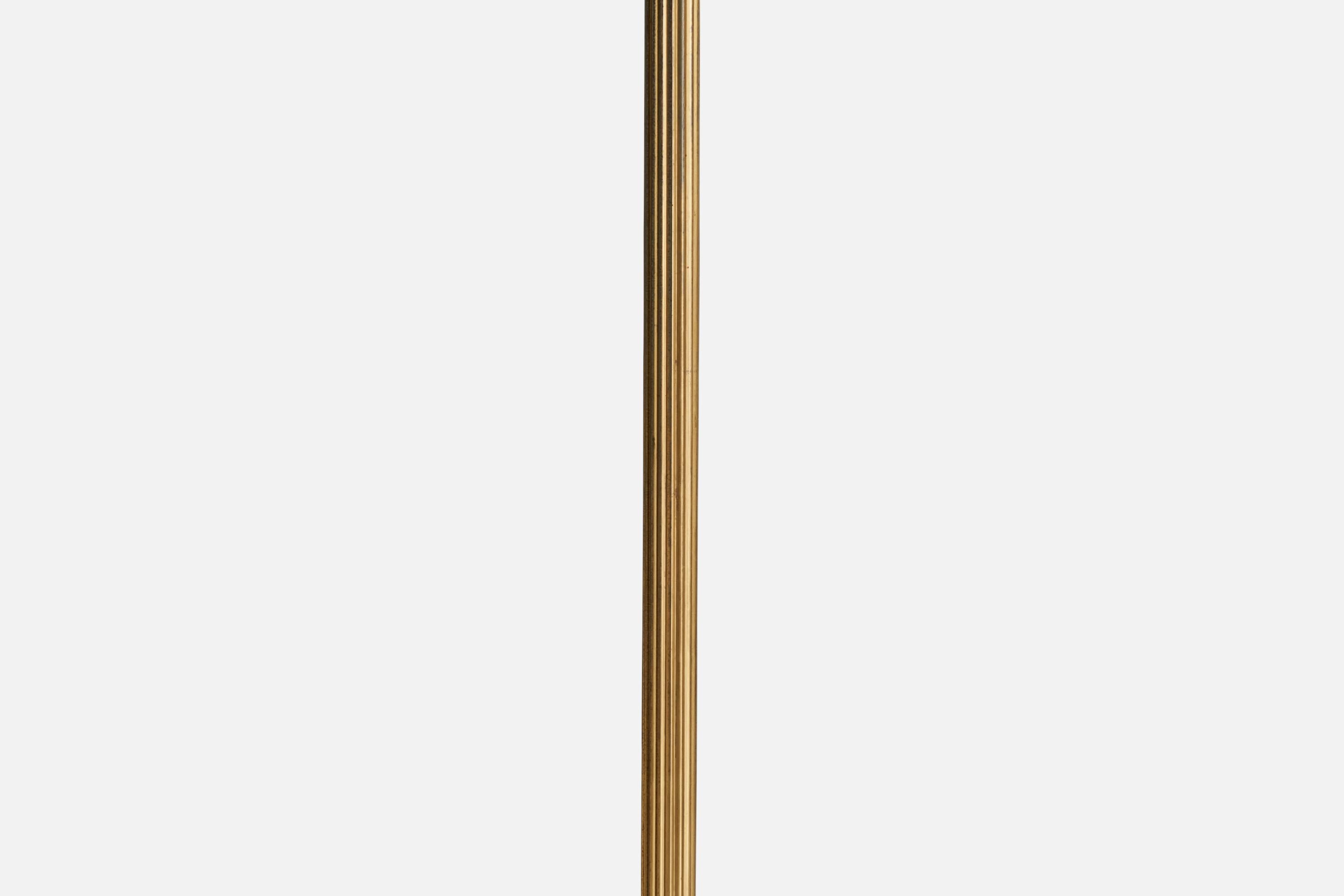 Mid-20th Century Swedish Designer, Floor Lamp, Brass, Bakelite, Fabric, Sweden, 1930s For Sale