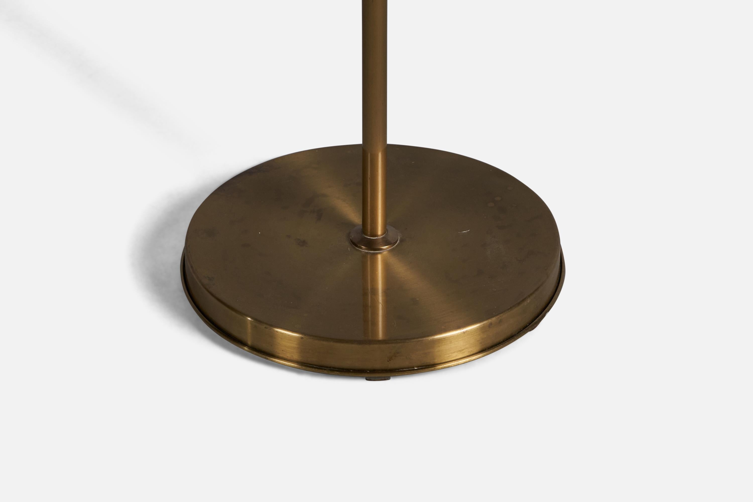 Mid-20th Century Swedish Designer, Floor Lamp, Brass, Bamboo, Rattan, Sweden, 1940s For Sale