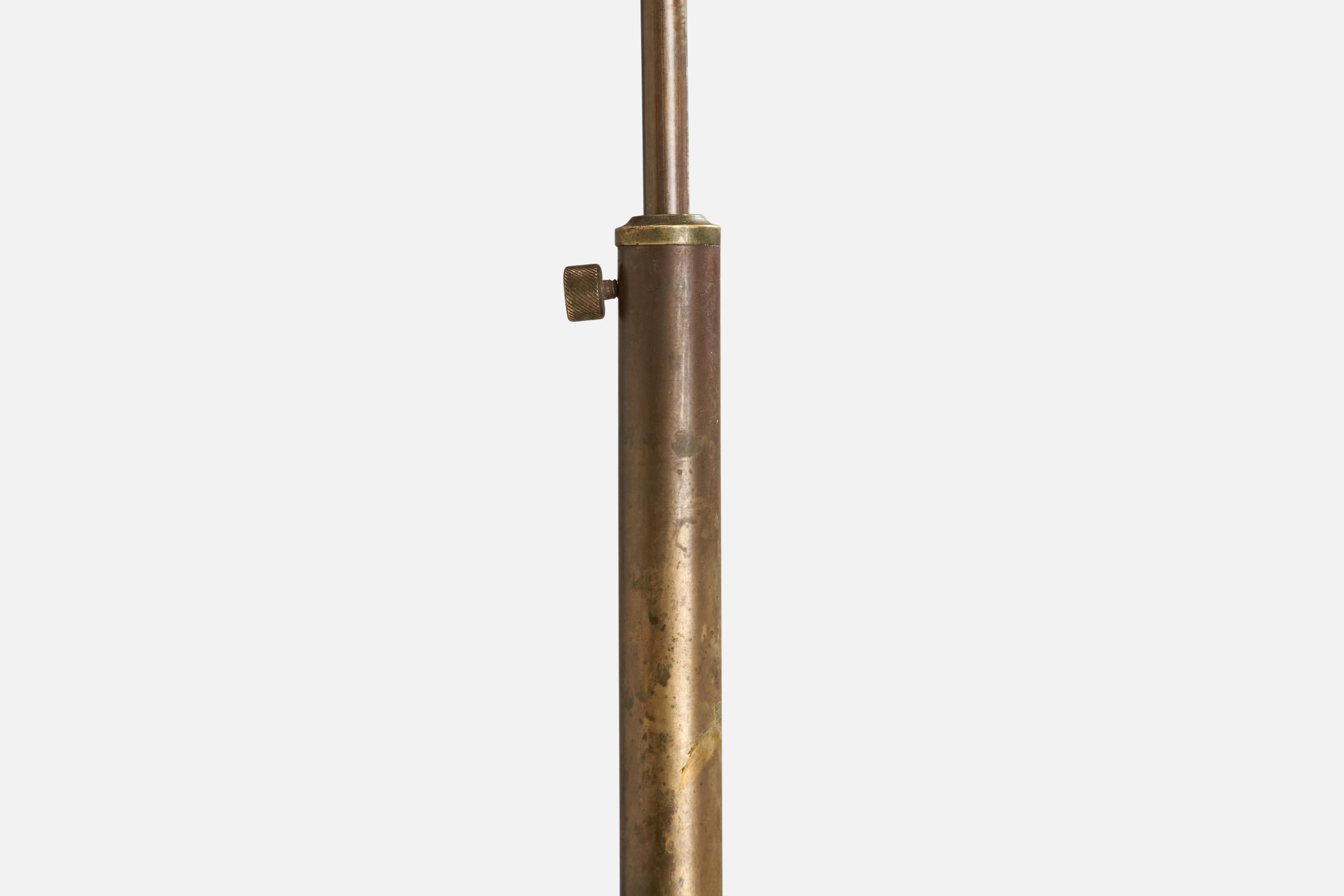 Swedish Designer, Floor Lamp, Brass, Birch, Fabric, Sweden, 1920s For Sale 1
