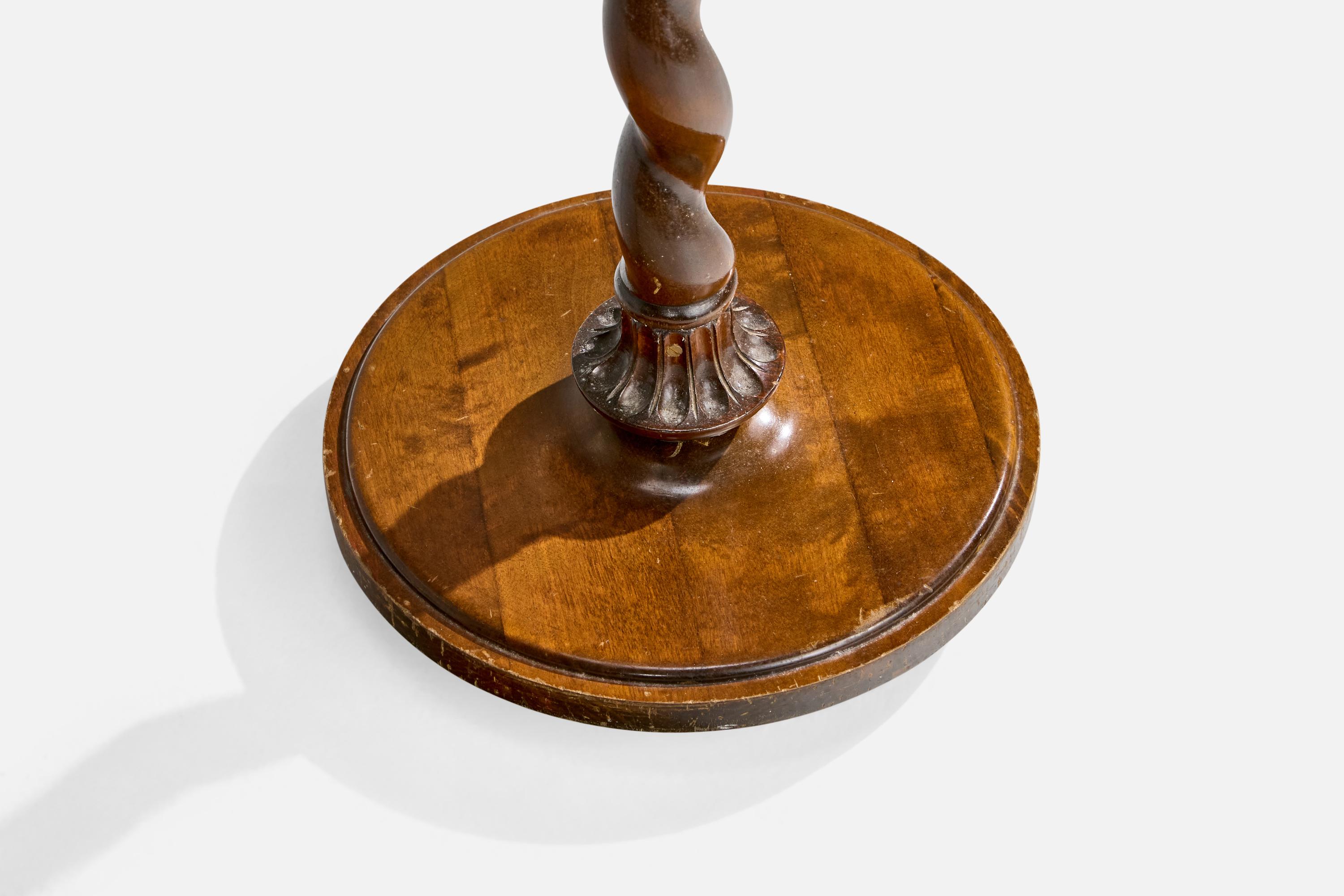 Designer suédois, lampadaire, laiton, bouleau, tissu, Suède, années 1930 en vente 2