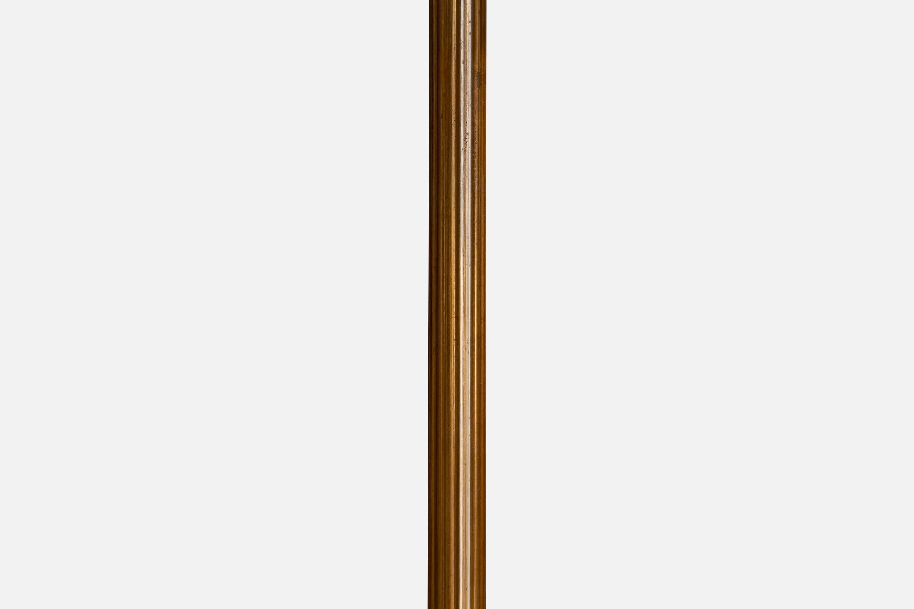 Lampada da terra di design svedese, ottone, tessuto, Svezia, anni '1930 in vendita 5