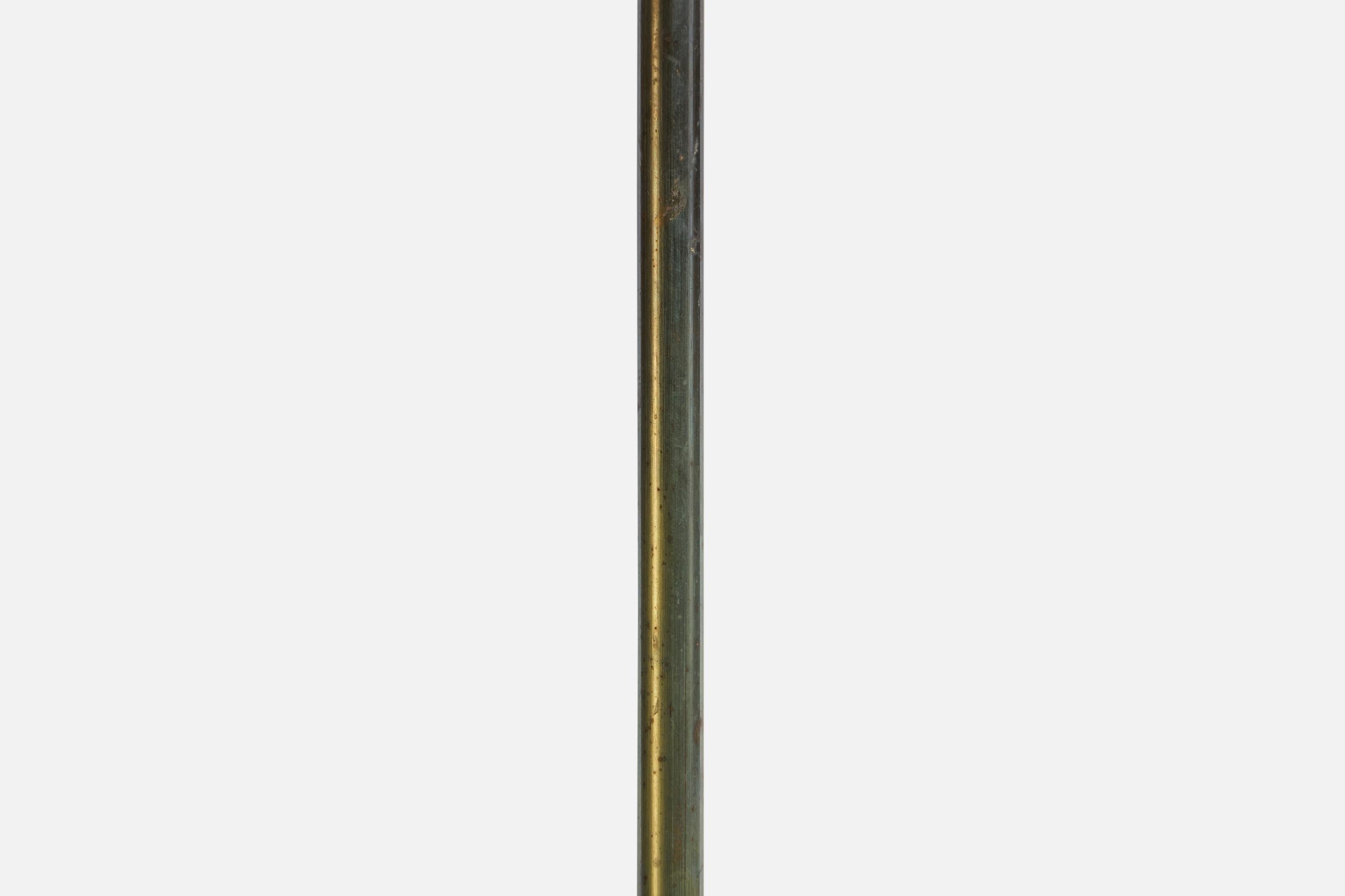 Swedish Designer, Floor Lamp, Brass, Fabric, Sweden, 1930s For Sale 2