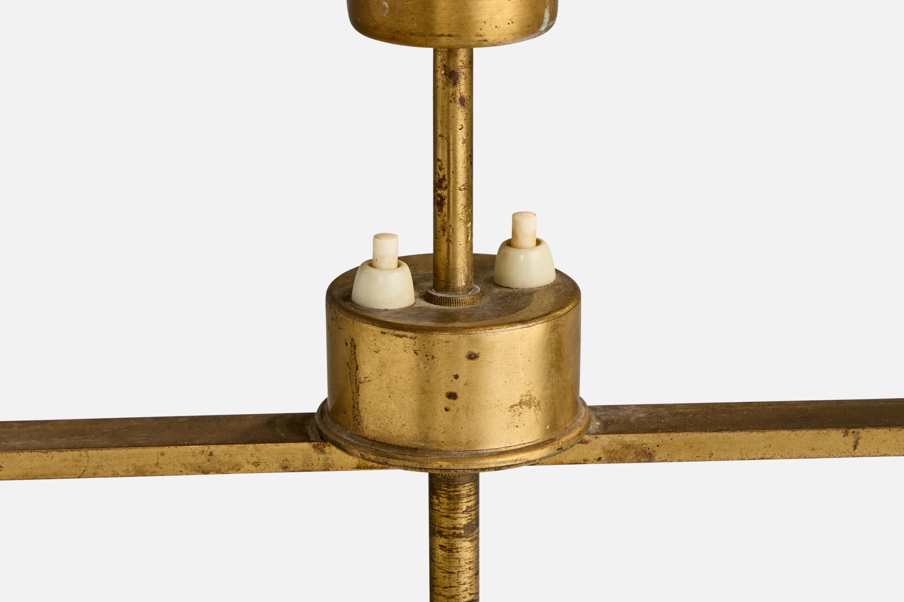 Swedish Designer, Floor Lamp, Brass, Fabric, Sweden, 1930s For Sale 1