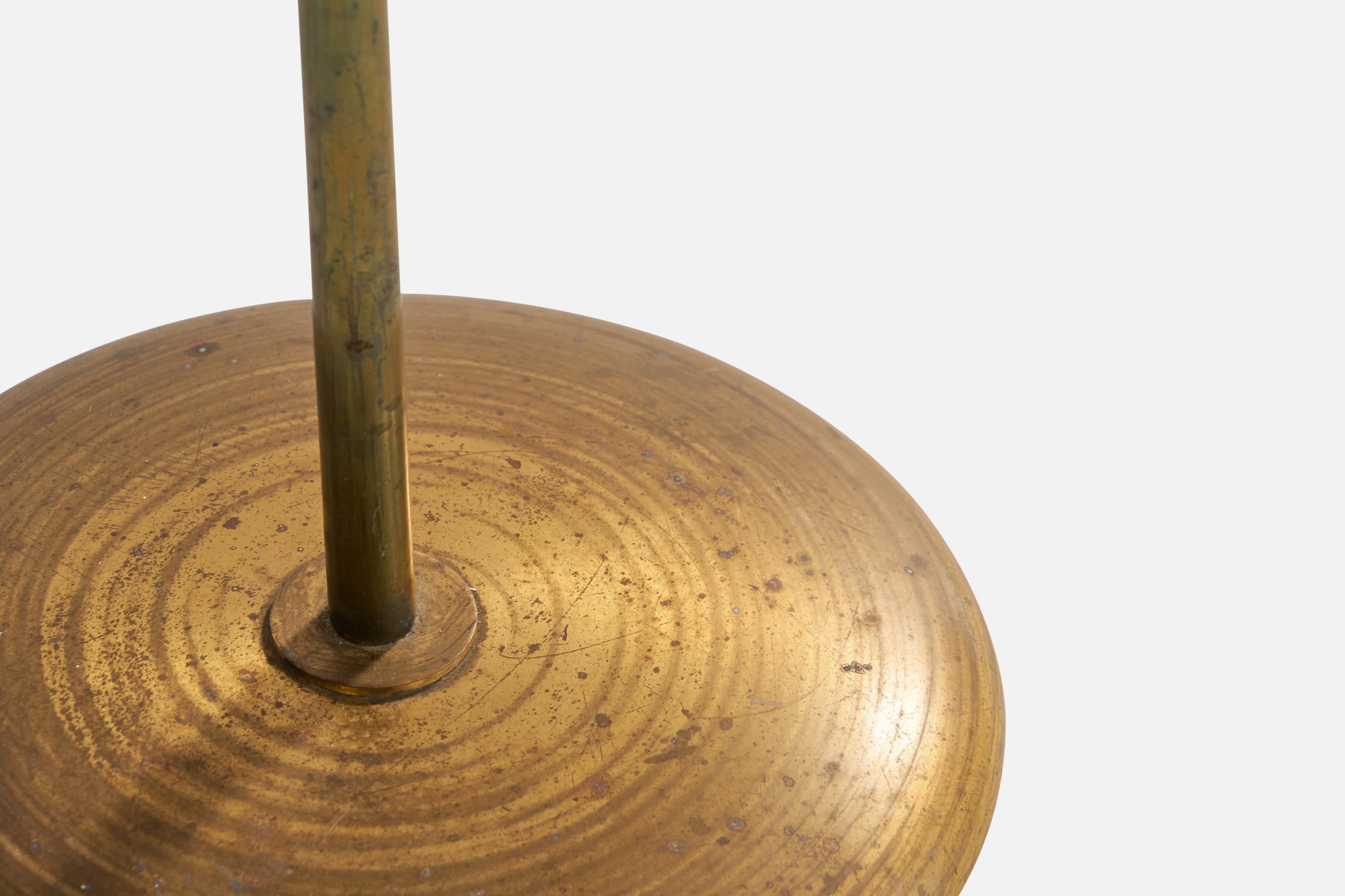 Swedish Designer, Floor Lamp, Brass, Fabric, Sweden, 1930s For Sale 3