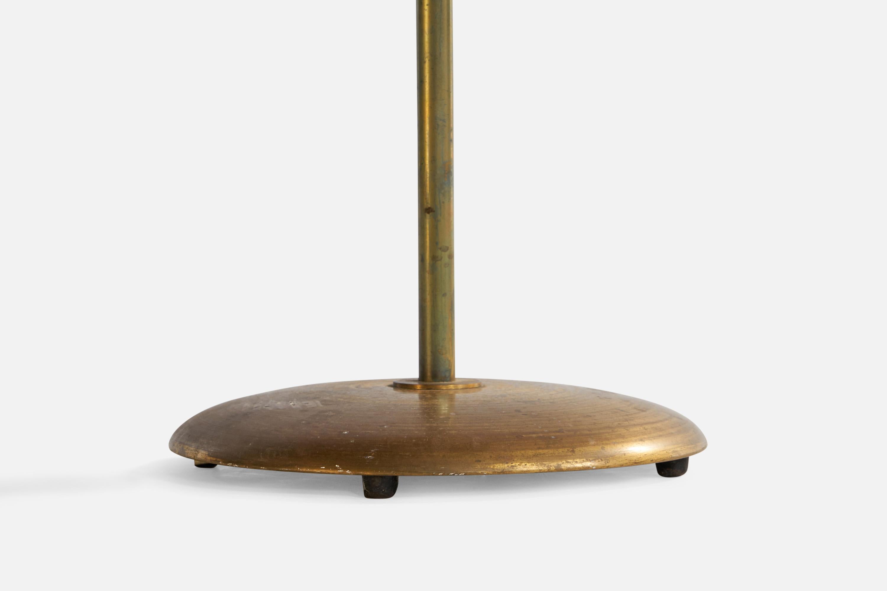 Lampada da terra di design svedese, ottone, tessuto, Svezia, anni '1930 in vendita 2