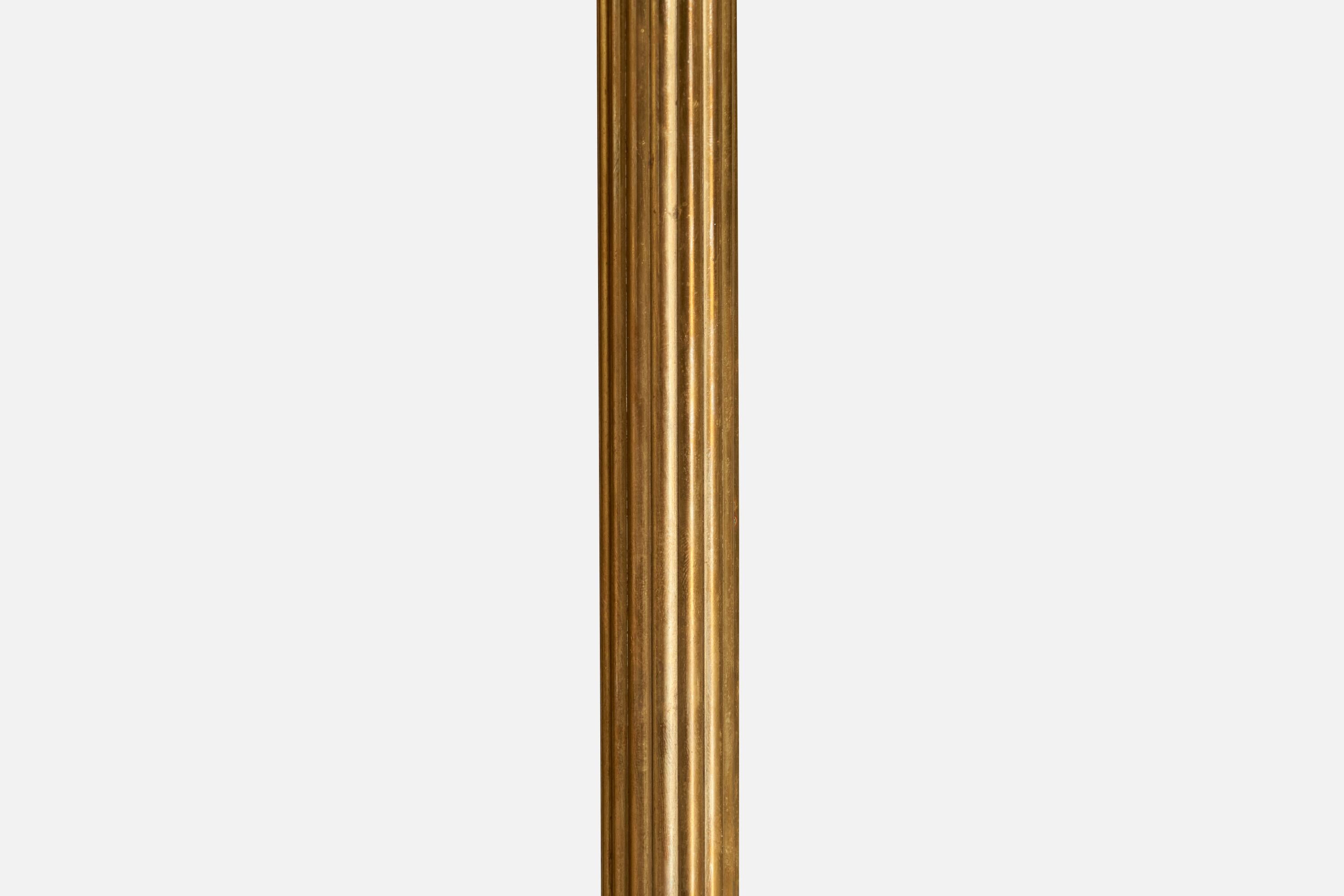 Créateur suédois, lampadaire, laiton, tissu, Suède, années 1930 en vente 1