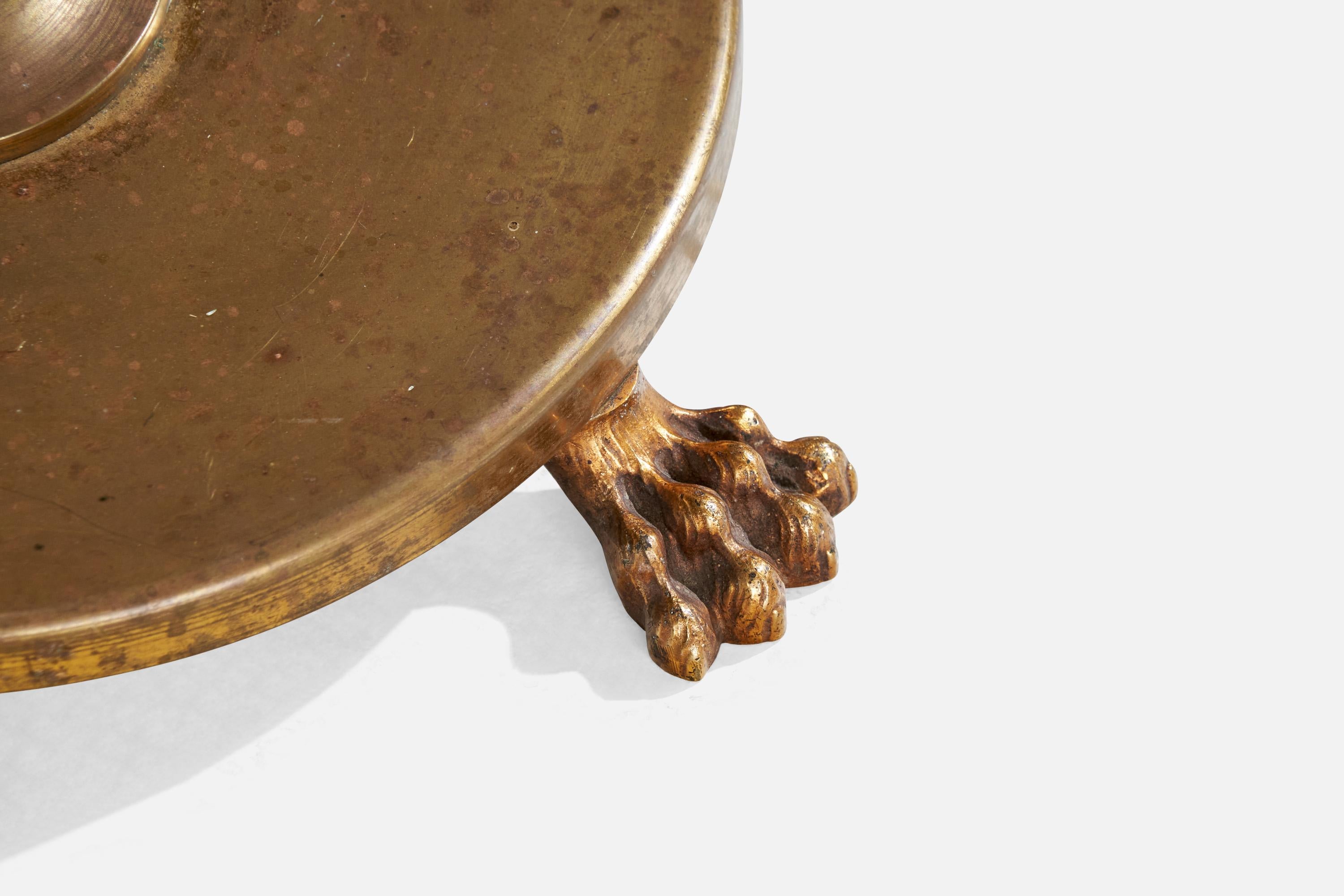 Lampada da terra di design svedese, ottone, tessuto, Svezia, anni '1930 in vendita 2
