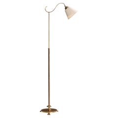 Créateur suédois, lampadaire, laiton, tissu, Suède, années 1930
