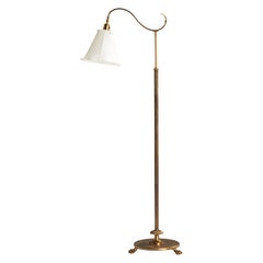 Créateur suédois, lampadaire, laiton, tissu, Suède, années 1930