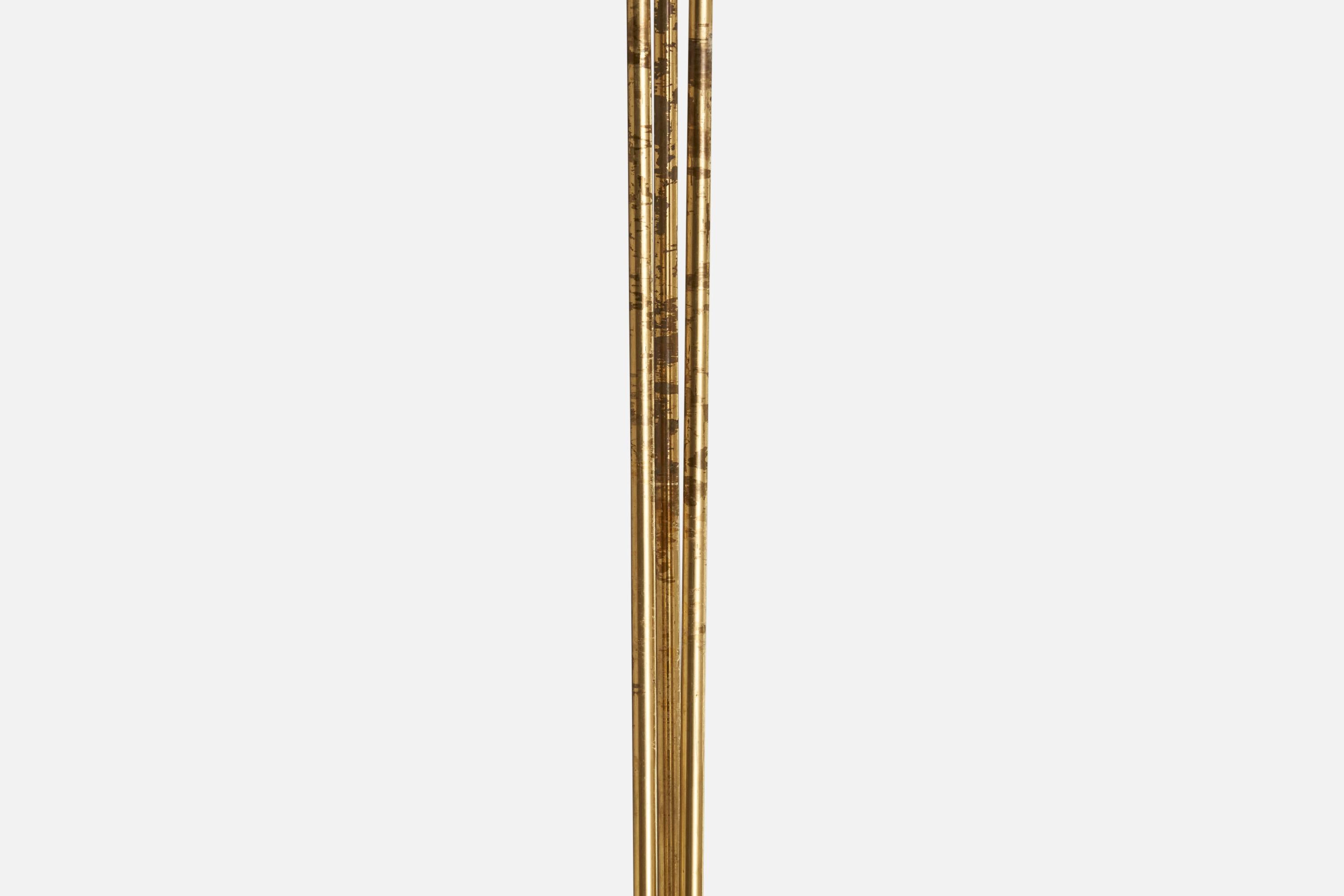 Mid-20th Century Swedish Designer, Floor Lamp, Brass, Fabric, Sweden, 1940s For Sale