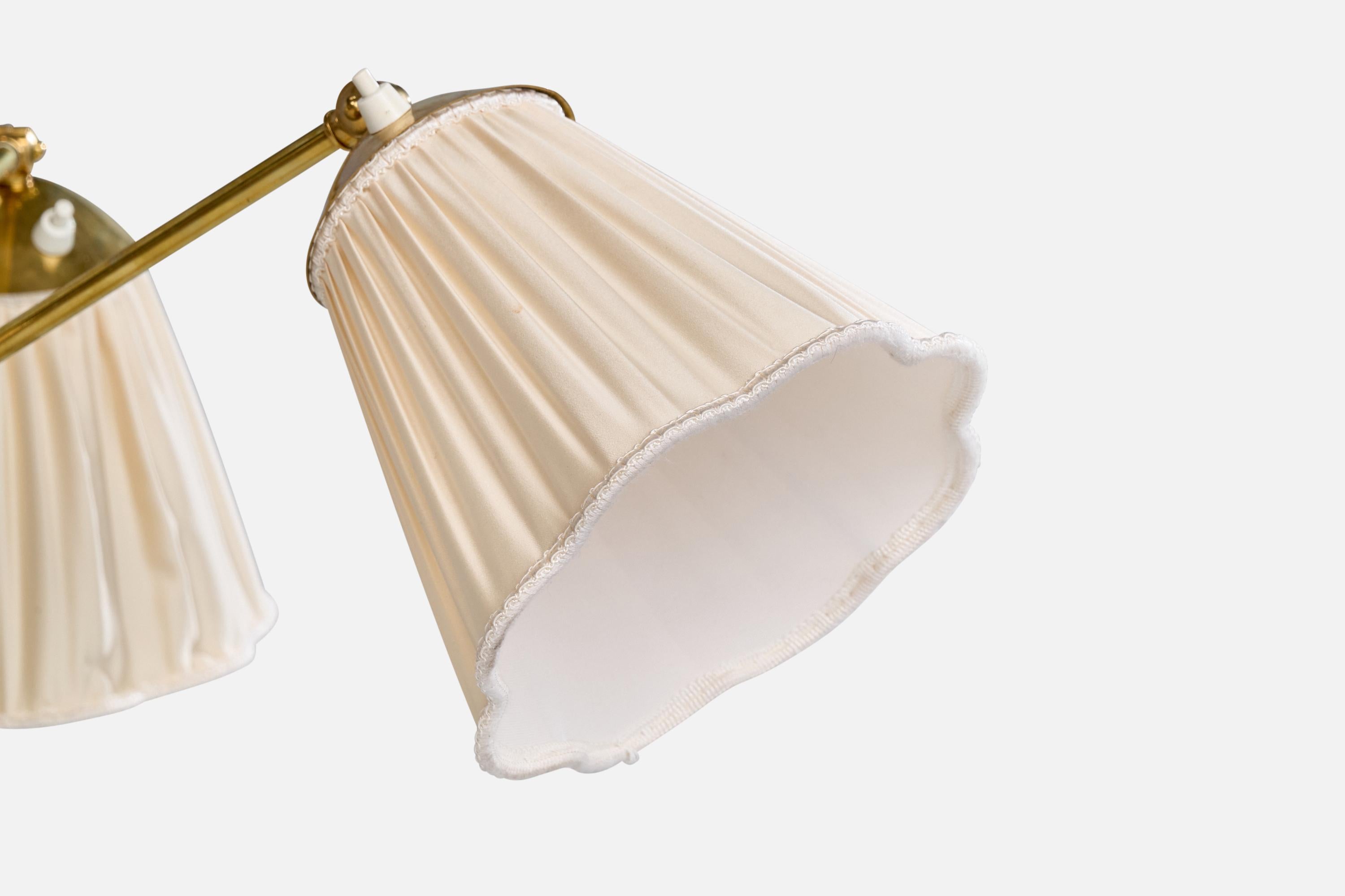 Ottone Lampada da terra di design svedese, ottone, tessuto, Svezia, anni '40 in vendita