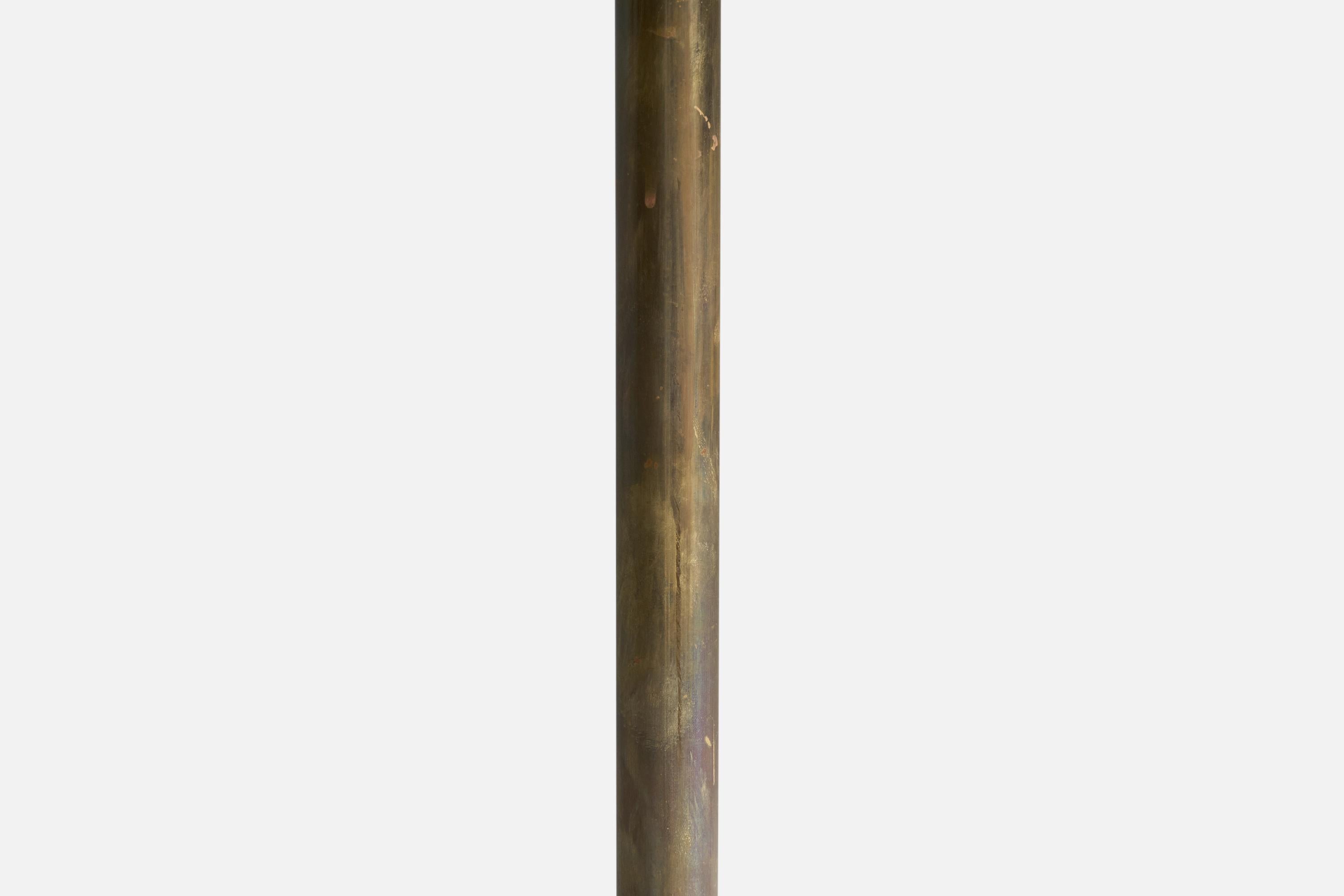 Créateur suédois, lampadaire, laiton, tissu, Suède, années 1940 en vente 1
