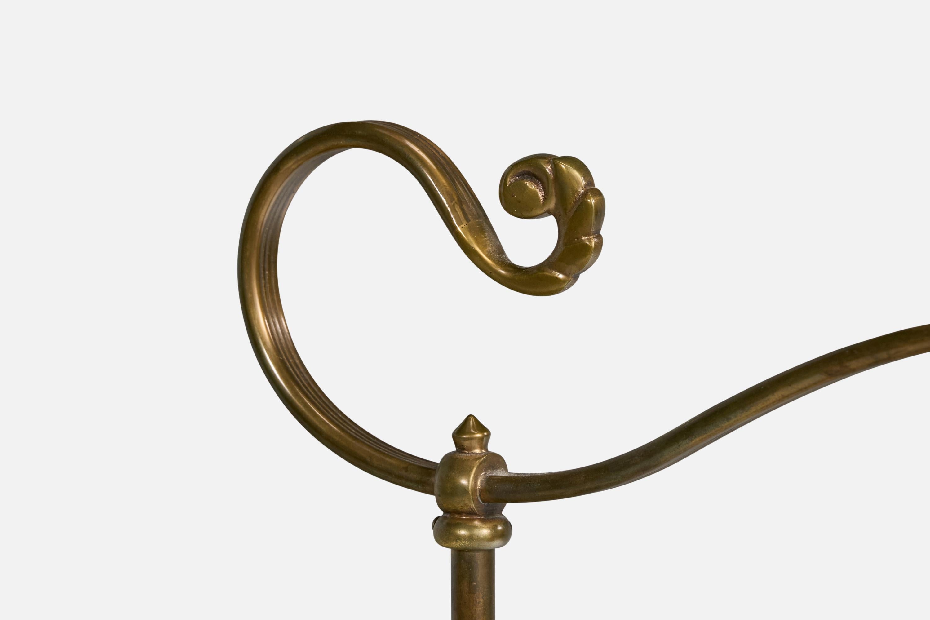 Créateur suédois, lampadaire, laiton, tissu, Suède, années 1940 en vente 1