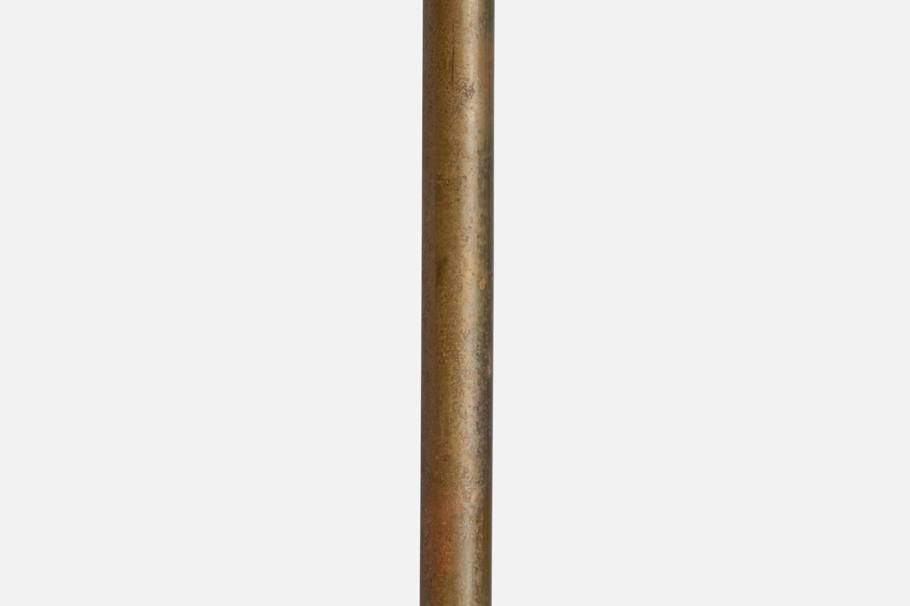 Lampada da terra di design svedese, ottone, tessuto, Svezia, anni '40 in vendita 2