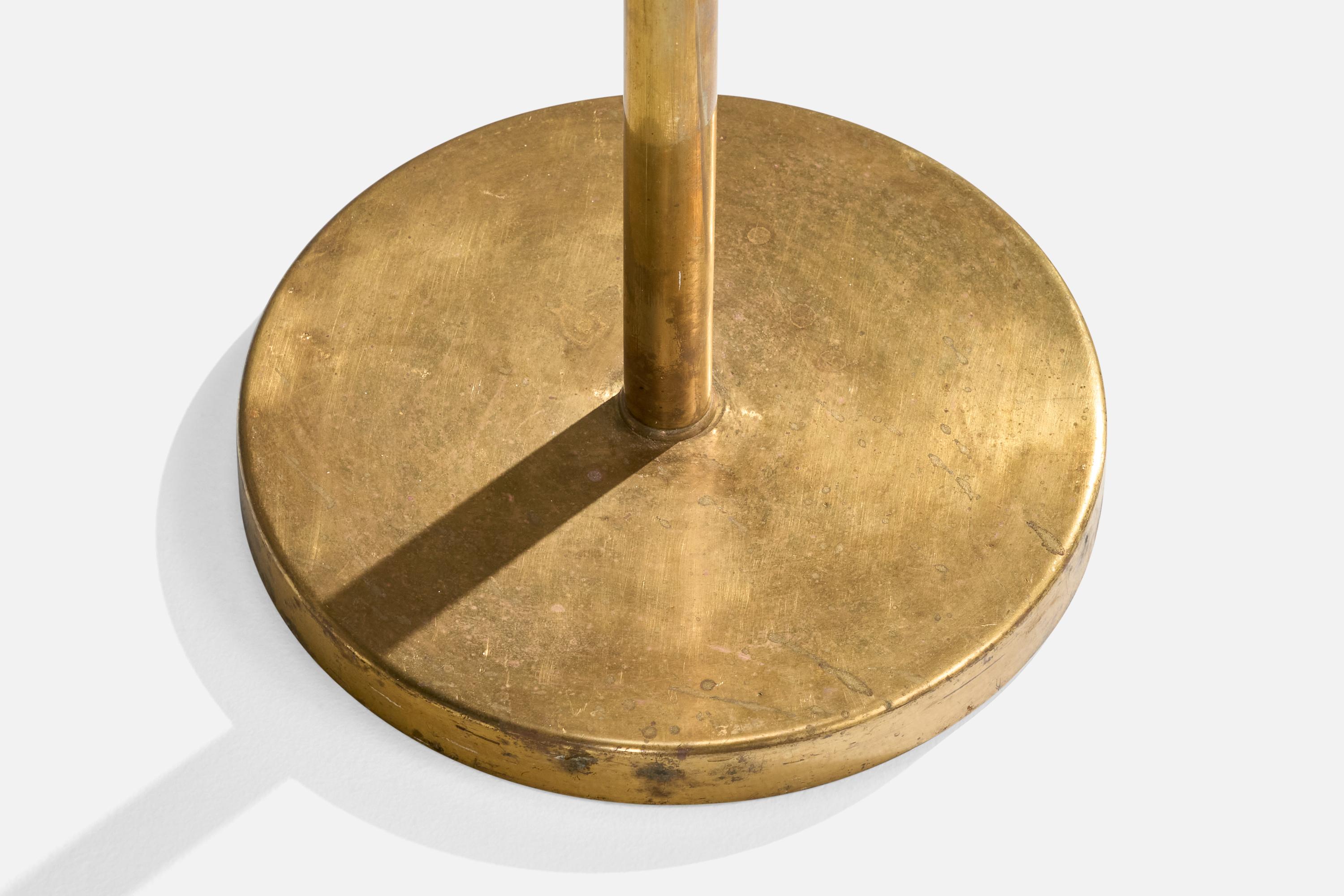 Swedish Designer, Floor Lamp, Brass, Fabric, Sweden, 1940s For Sale 3