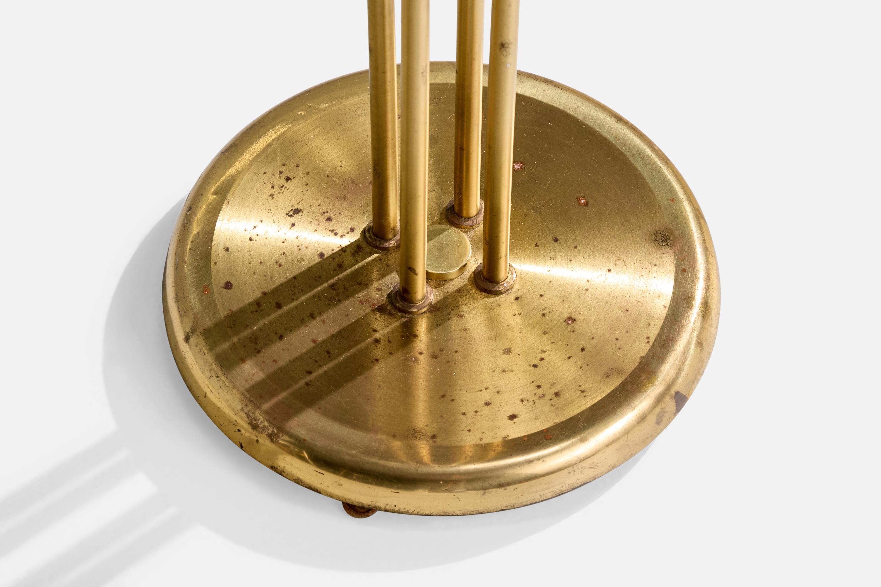 Créateur suédois, lampadaire, laiton, tissu, Suède, années 1940 en vente 2