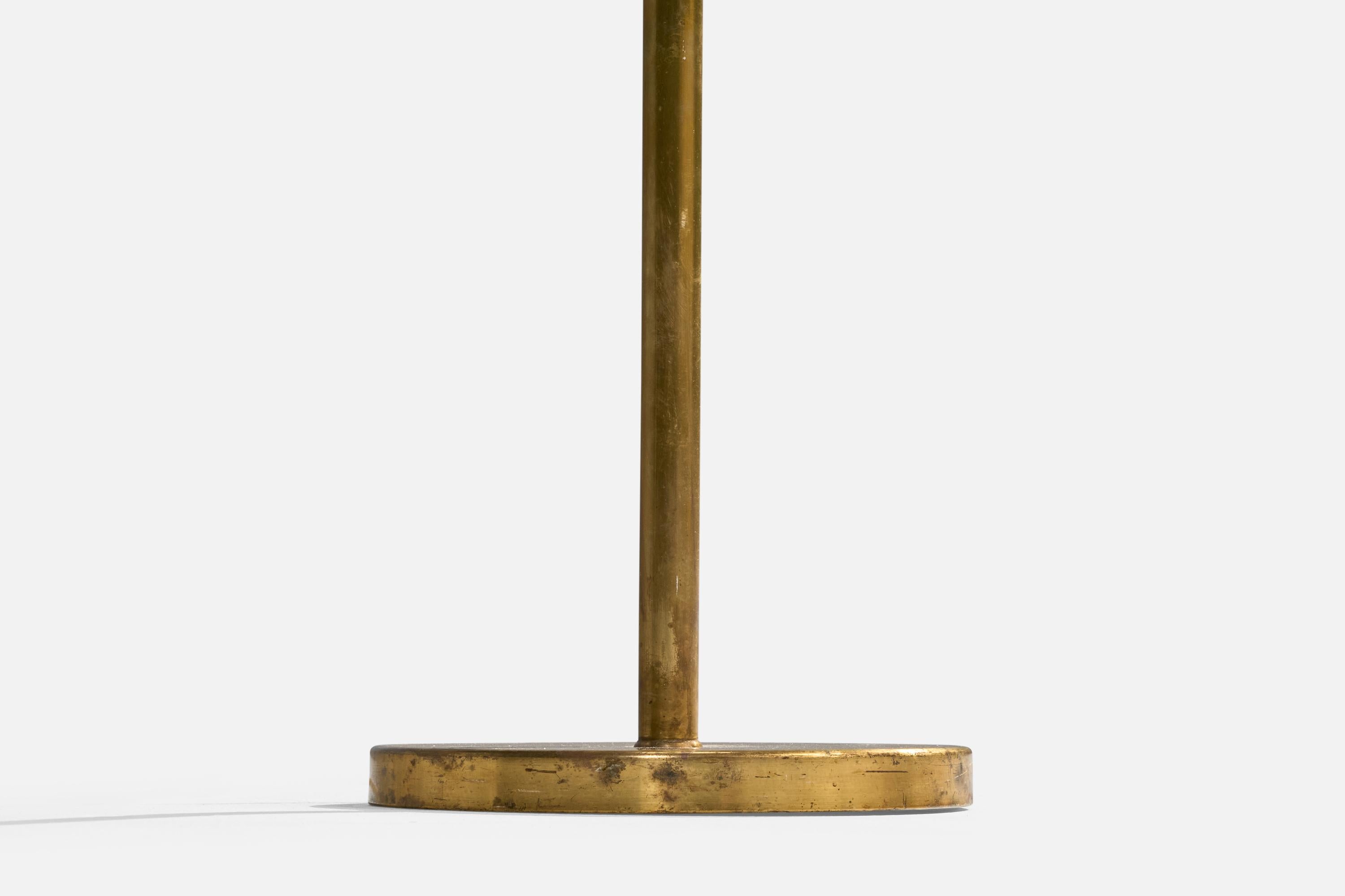 Swedish Designer, Floor Lamp, Brass, Fabric, Sweden, 1940s For Sale 4