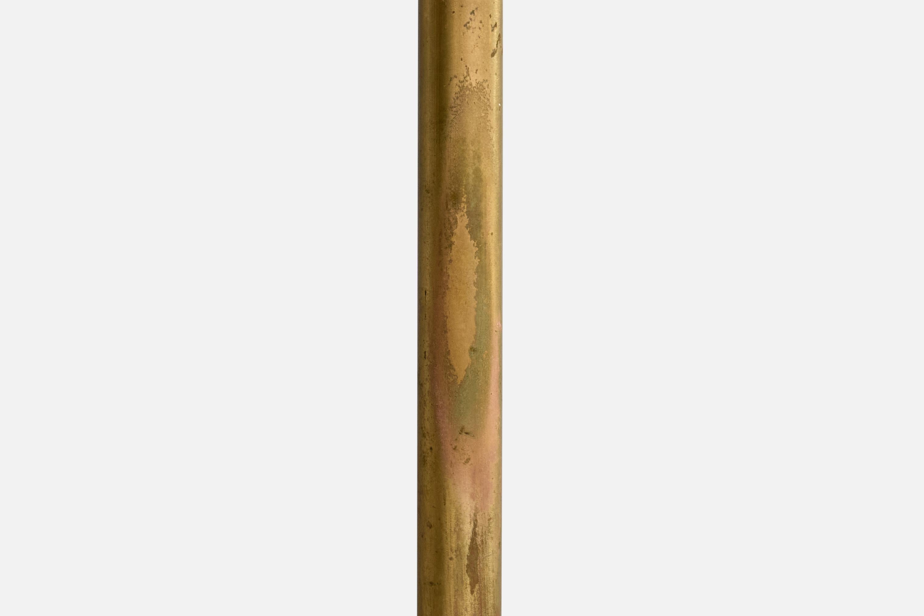 Créateur suédois, lampadaire, laiton, tissu, Suède, années 1950 en vente 4