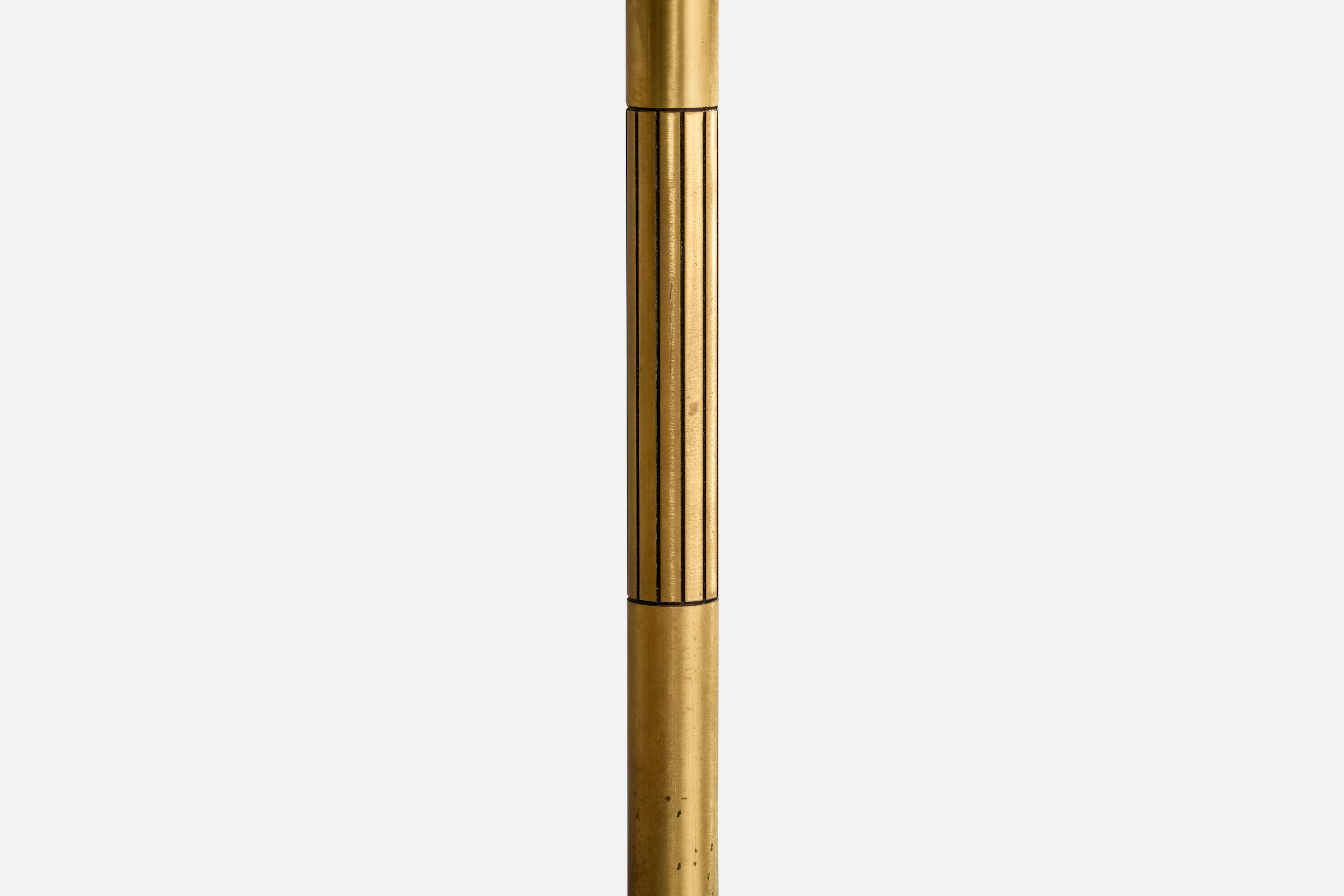 Créateur suédois, lampadaire, laiton, tissu, Suède, années 1950 en vente 1