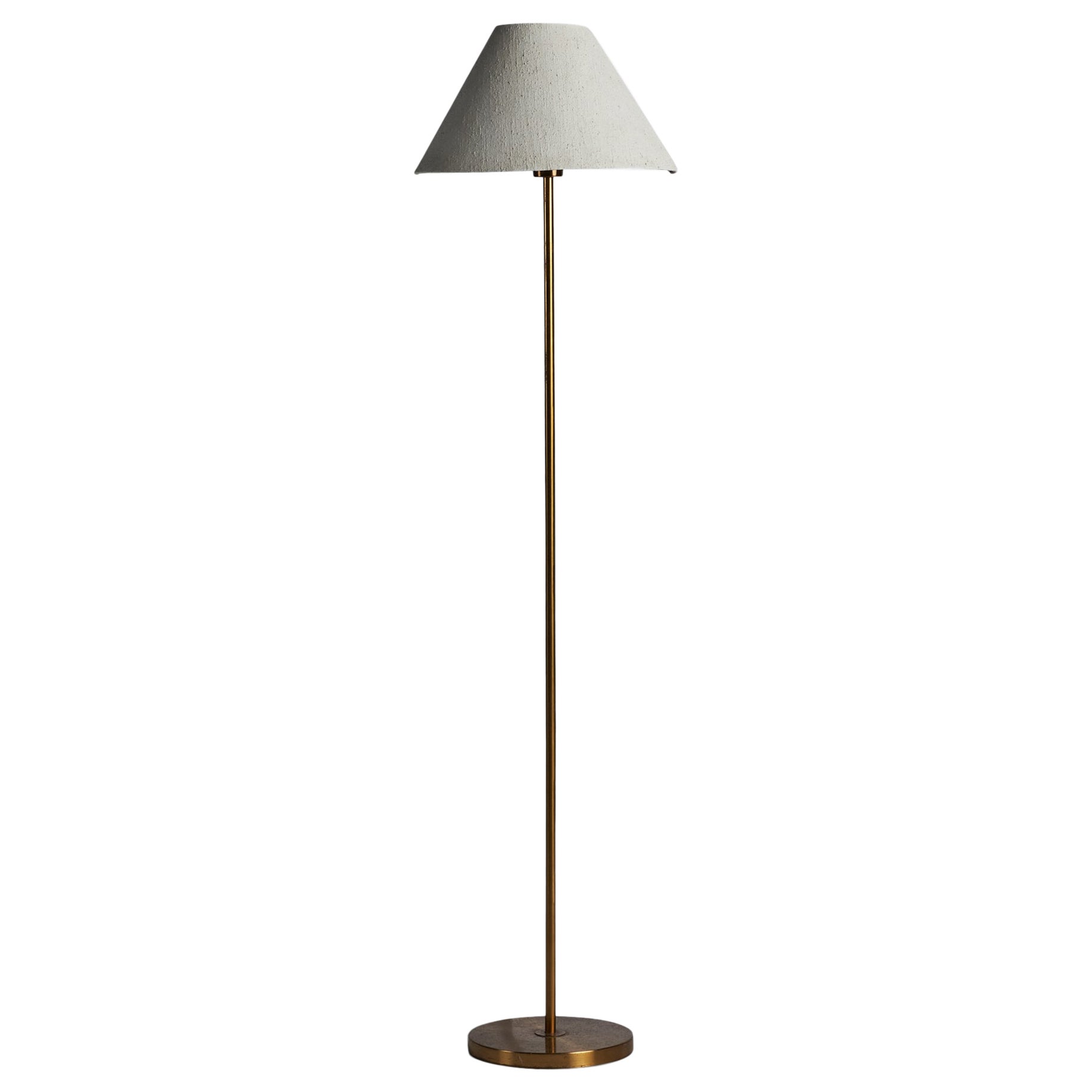 Créateur suédois, lampadaire, laiton, tissu, Suède, années 1950 en vente
