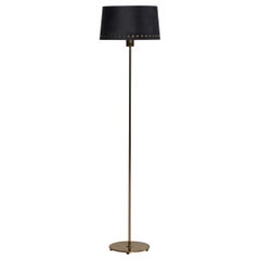 Créateur suédois, lampadaire, laiton, tissu, Suède, années 1950