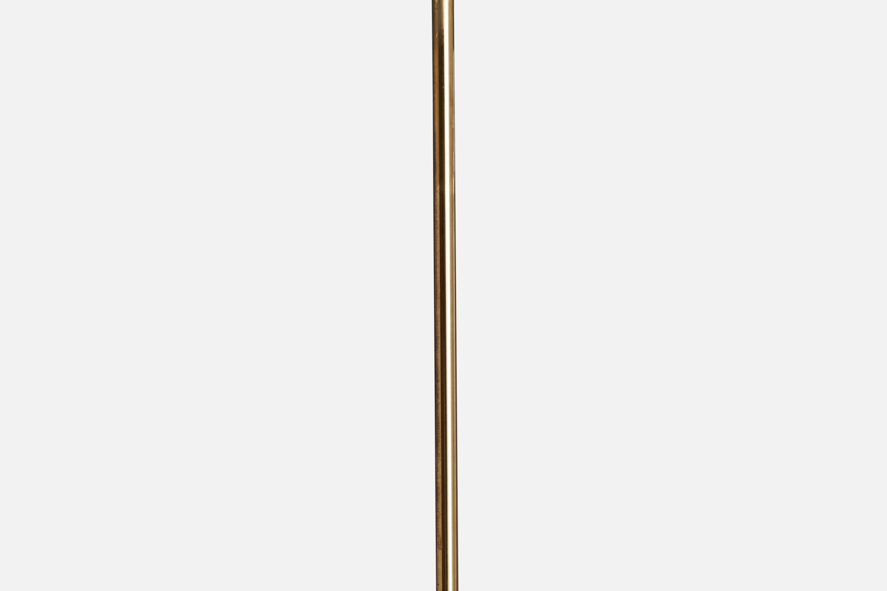 Swedish Designer, Floor Lamp, Brass, Fabric, Sweden, 1960s In Good Condition For Sale In High Point, NC