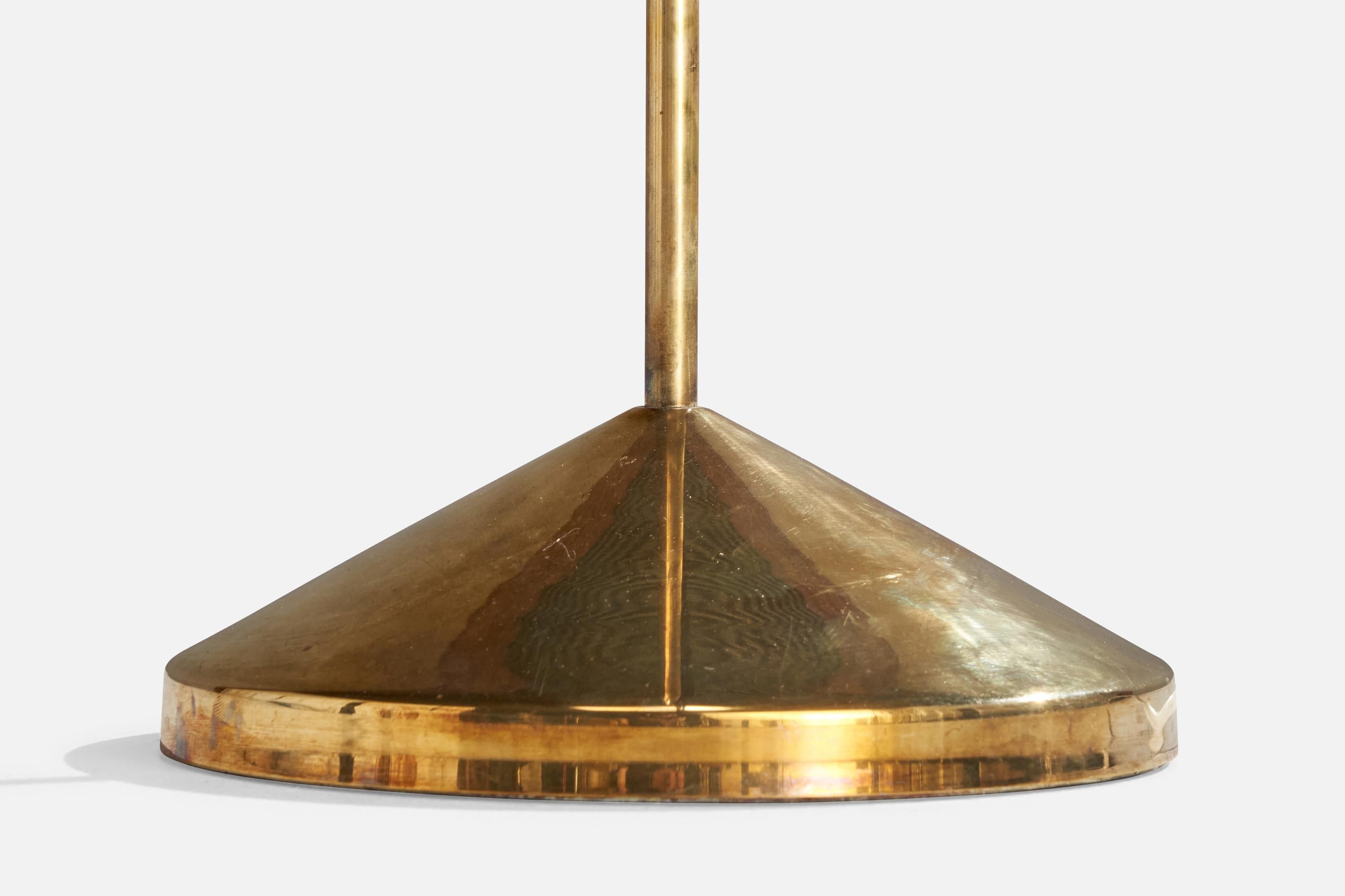 Ottone Lampada da terra di design svedese, ottone, tessuto, Svezia, anni '1960 in vendita