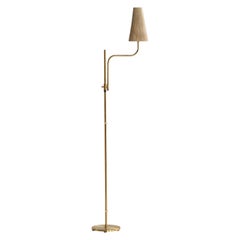 Designer suédois, lampadaire, laiton, tissu, Suède, années 1960