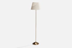 Swedish Designer, Floor Lamp, Brass, Fabric, Sweden, 1960s