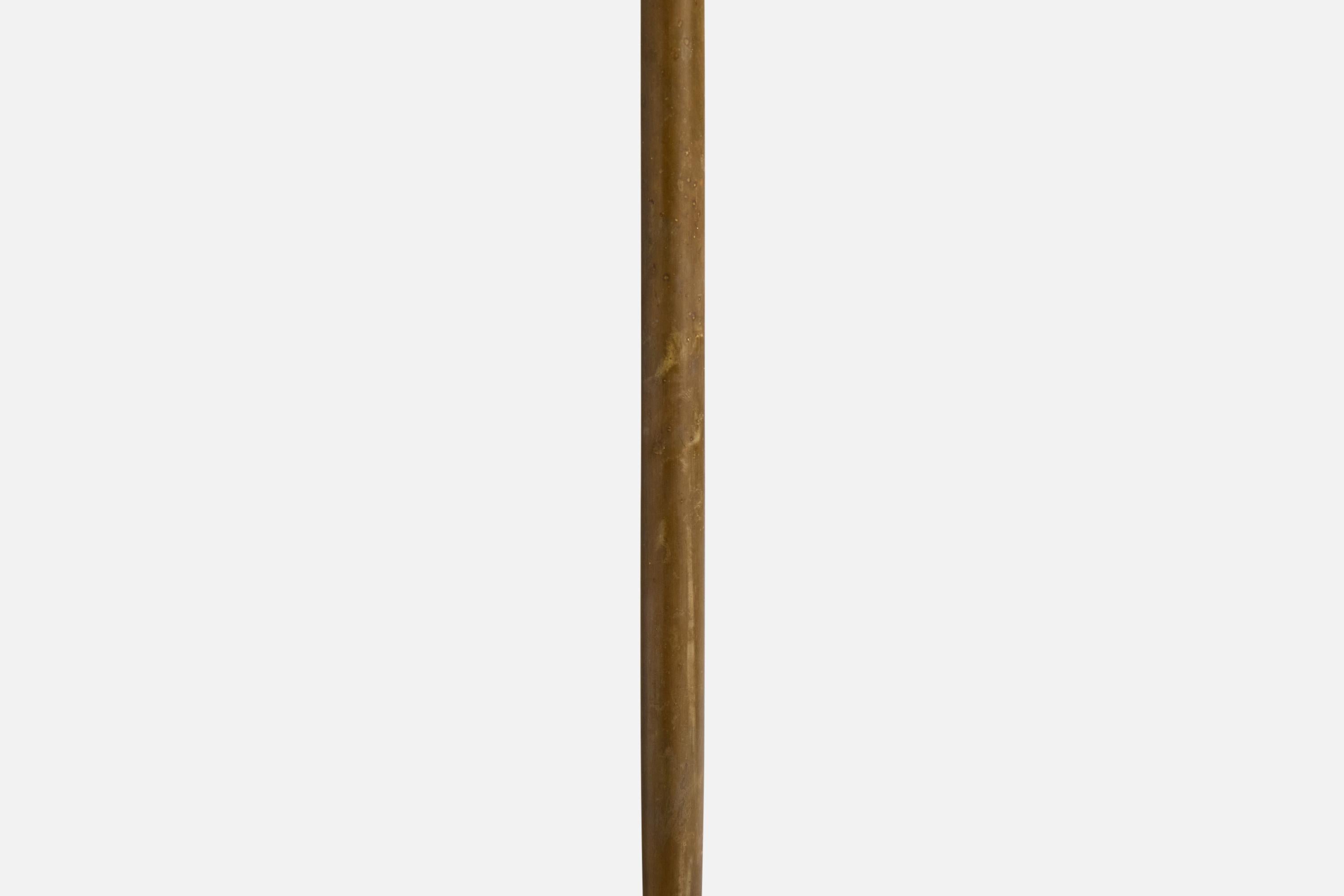 Mid-20th Century Swedish Designer, Floor Lamp, Brass, Glass, Fabric, Sweden, 1930s For Sale