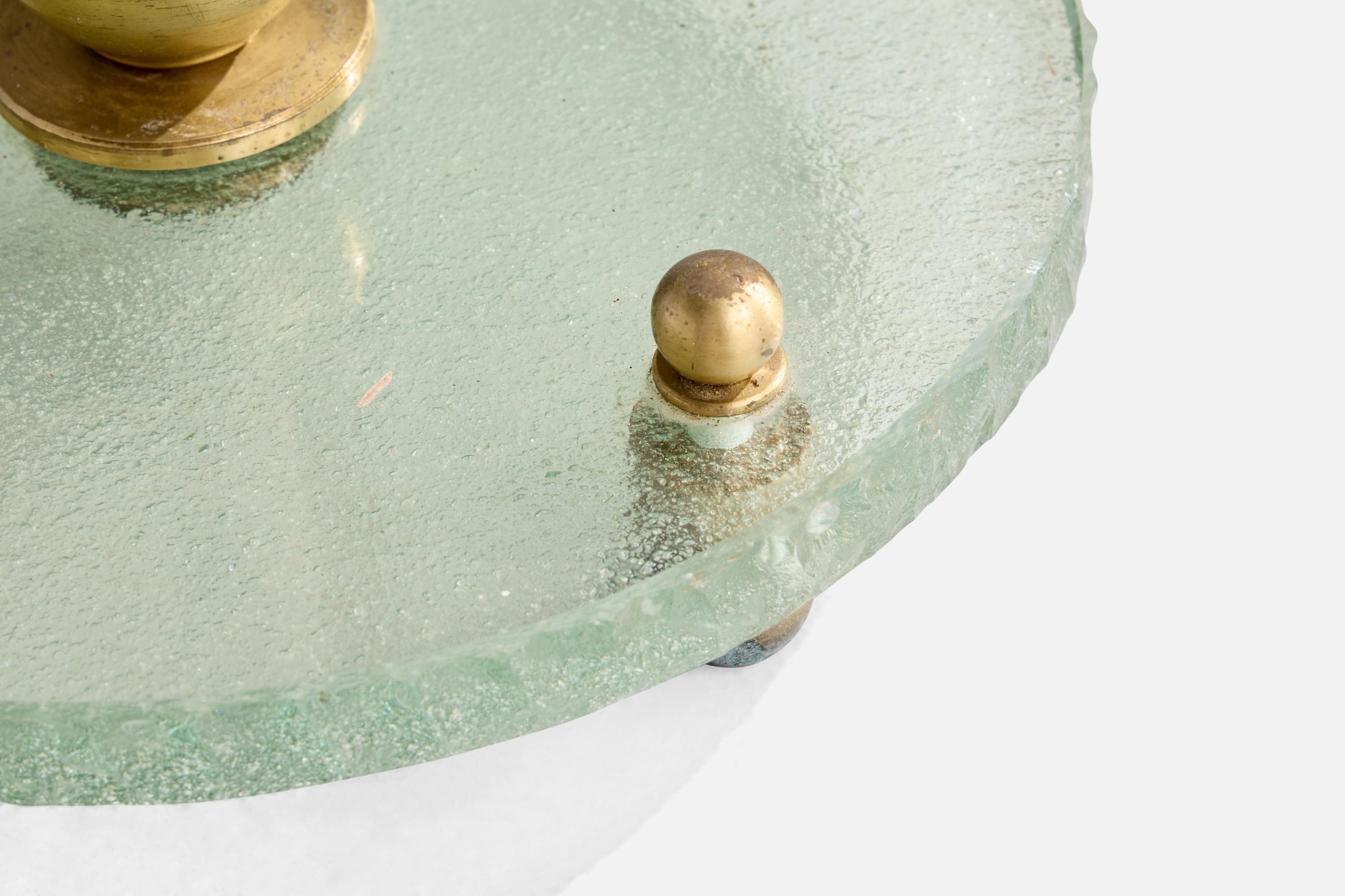 Swedish Designer, Floor Lamp, Brass, Glass, Fabric, Sweden, 1930s For Sale 3