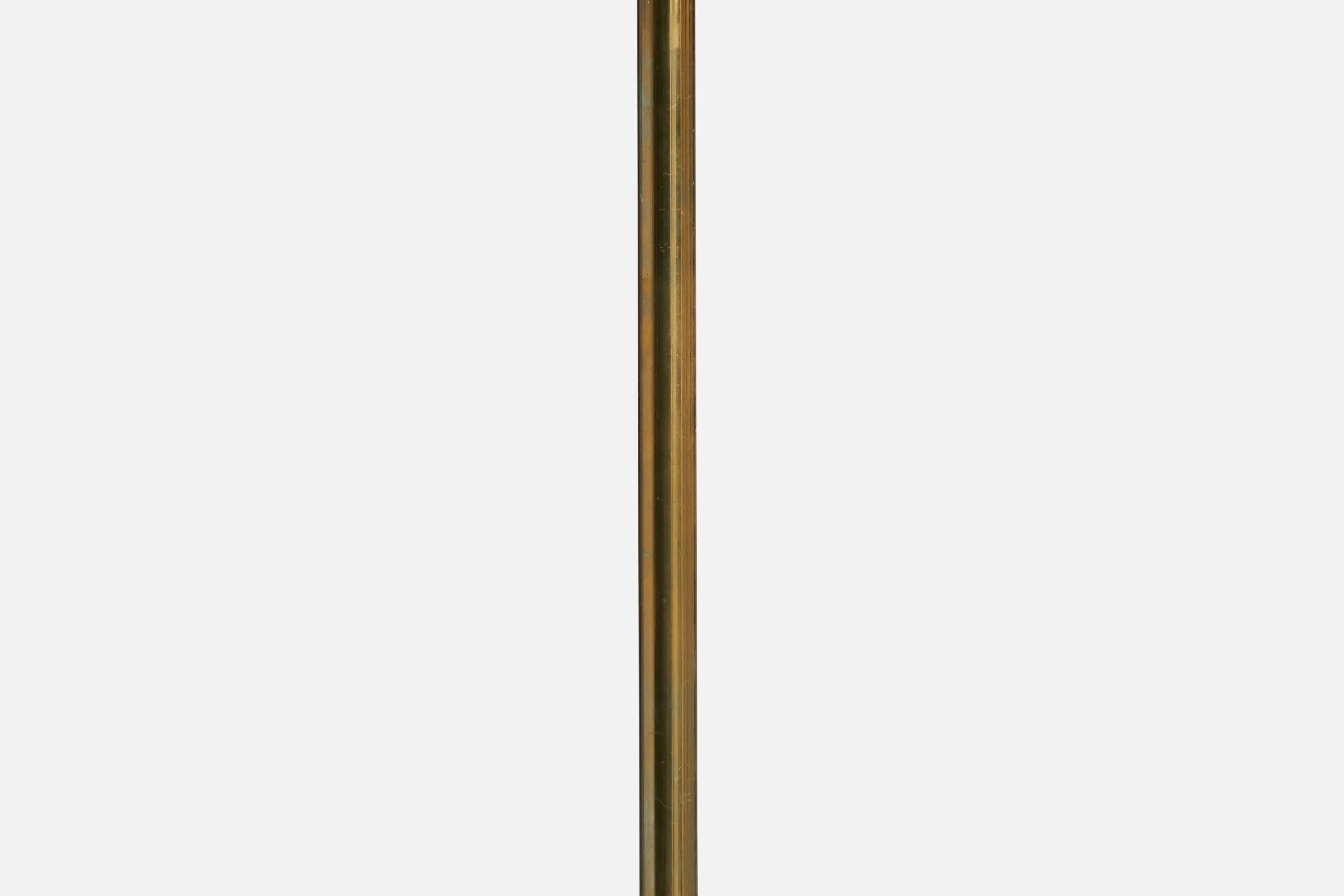Milieu du XXe siècle Designer suédois, lampadaire, laiton, verre, tissu, Suède, années 1940 en vente