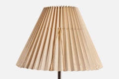 Swedish Designer, Floor Lamp, Brass, Glass, Fabric, Sweden, 1960s