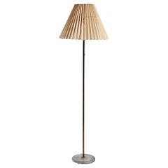 Swedish Designer, Floor Lamp, Brass, Glass, Fabric, Sweden, 1960s