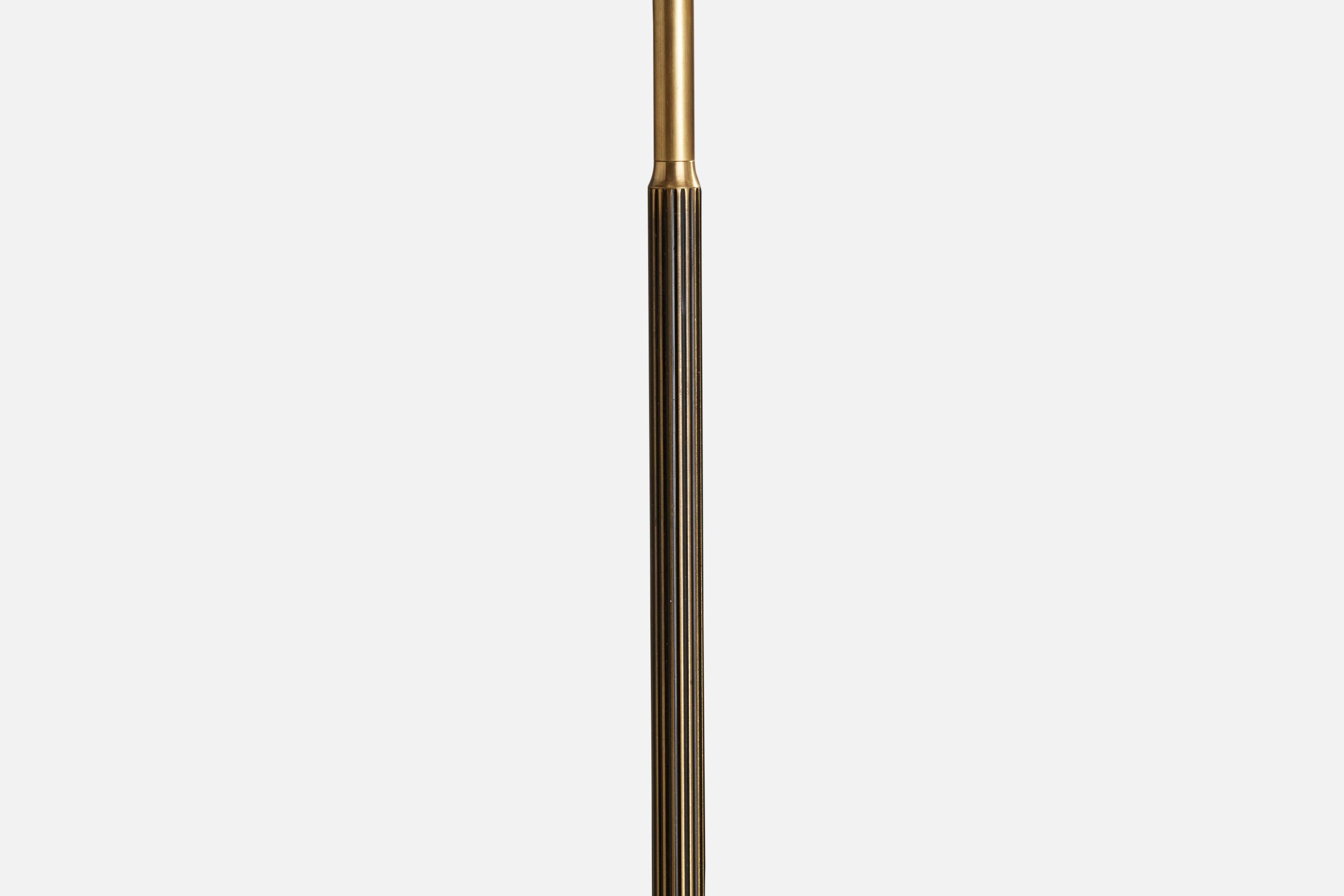 Late 20th Century Swedish Designer, Floor Lamp, Brass, Glass, Sweden, 1970s For Sale