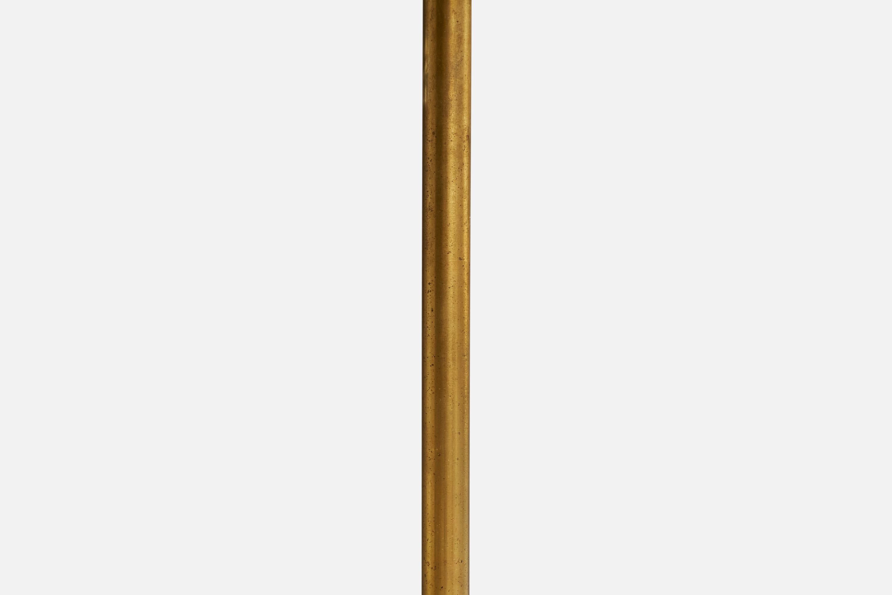 Designer suédois, lampadaire, laiton, marbre, tissu, Suède, années 1930 en vente 1