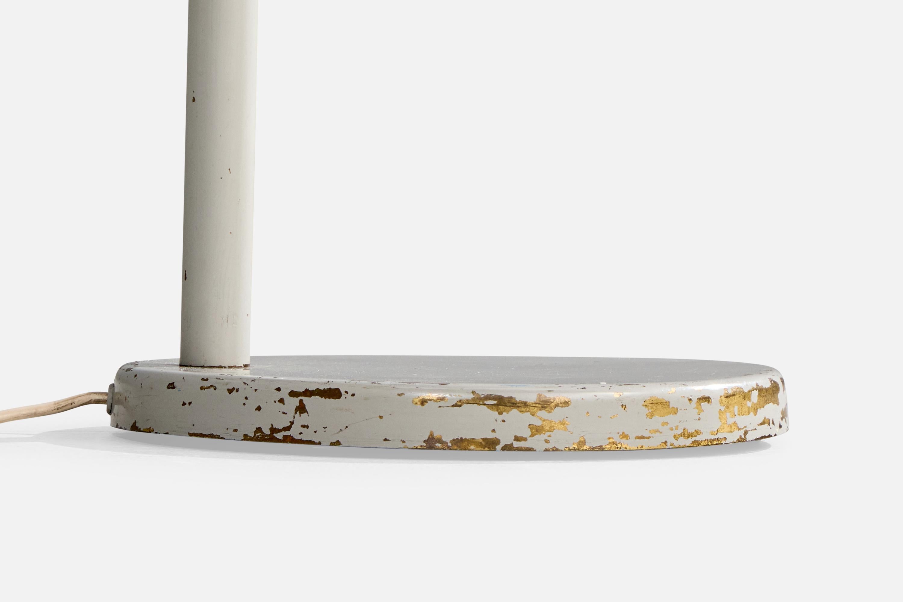 Lampadaire de designer suédois, laiton, métal, tissu, Suède, années 1950 en vente 3