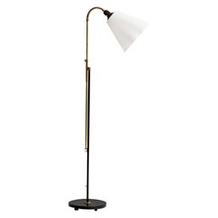Swedish Designer, Floor Lamp, Brass, Metal, Fabric, Sweden, 1950s